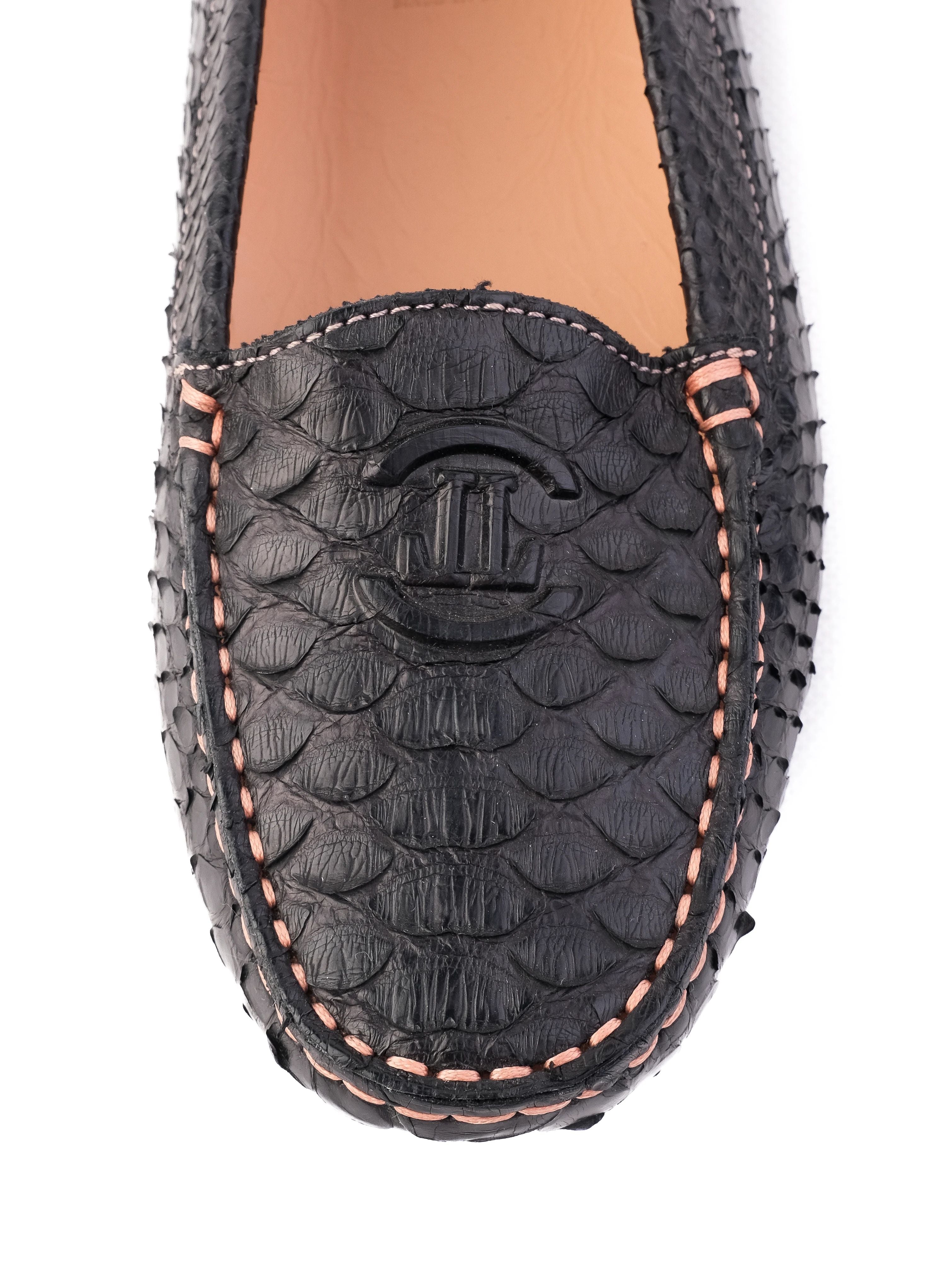 Excellent Easy by Loriblu Black Leather Loafers Size 37