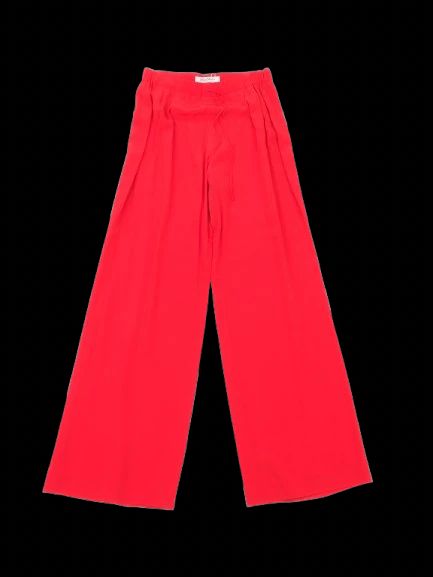 Excellent Max Mara Red Silk Wide-Leg Pants Size L Made in Italy
