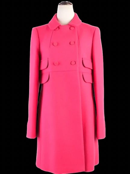 Excellent Tara Jarmon Pink Wool Double-Breasted Coat Size L