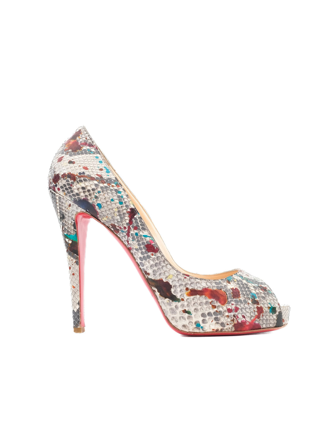 Christian Louboutin Multicolored Snakeskin Peep-Toe Heels Size 40