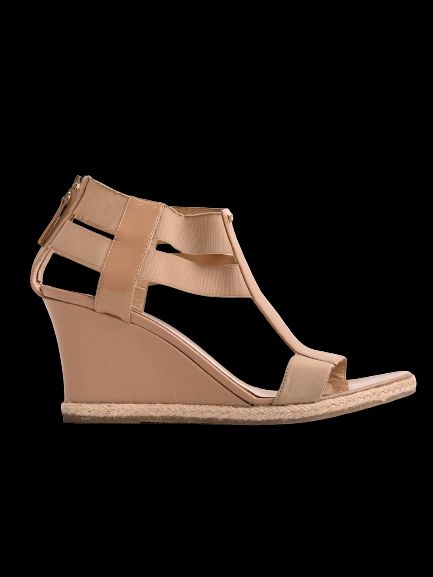 Excellent Fendi White Textile Wedge Sandals with Strappy Design