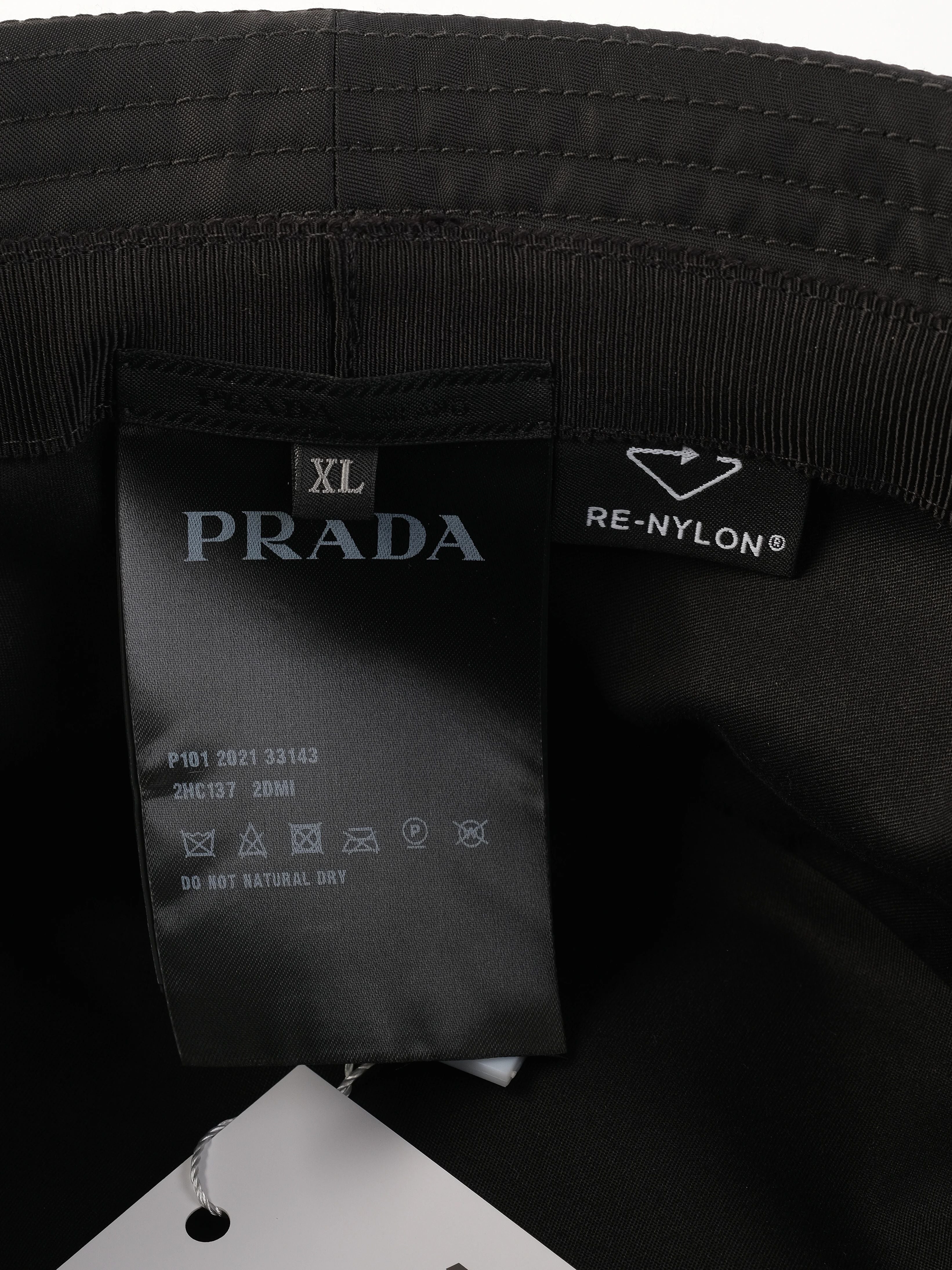 Excellent Prada Black Nylon Bucket Hat Size XL Re-Nylon
