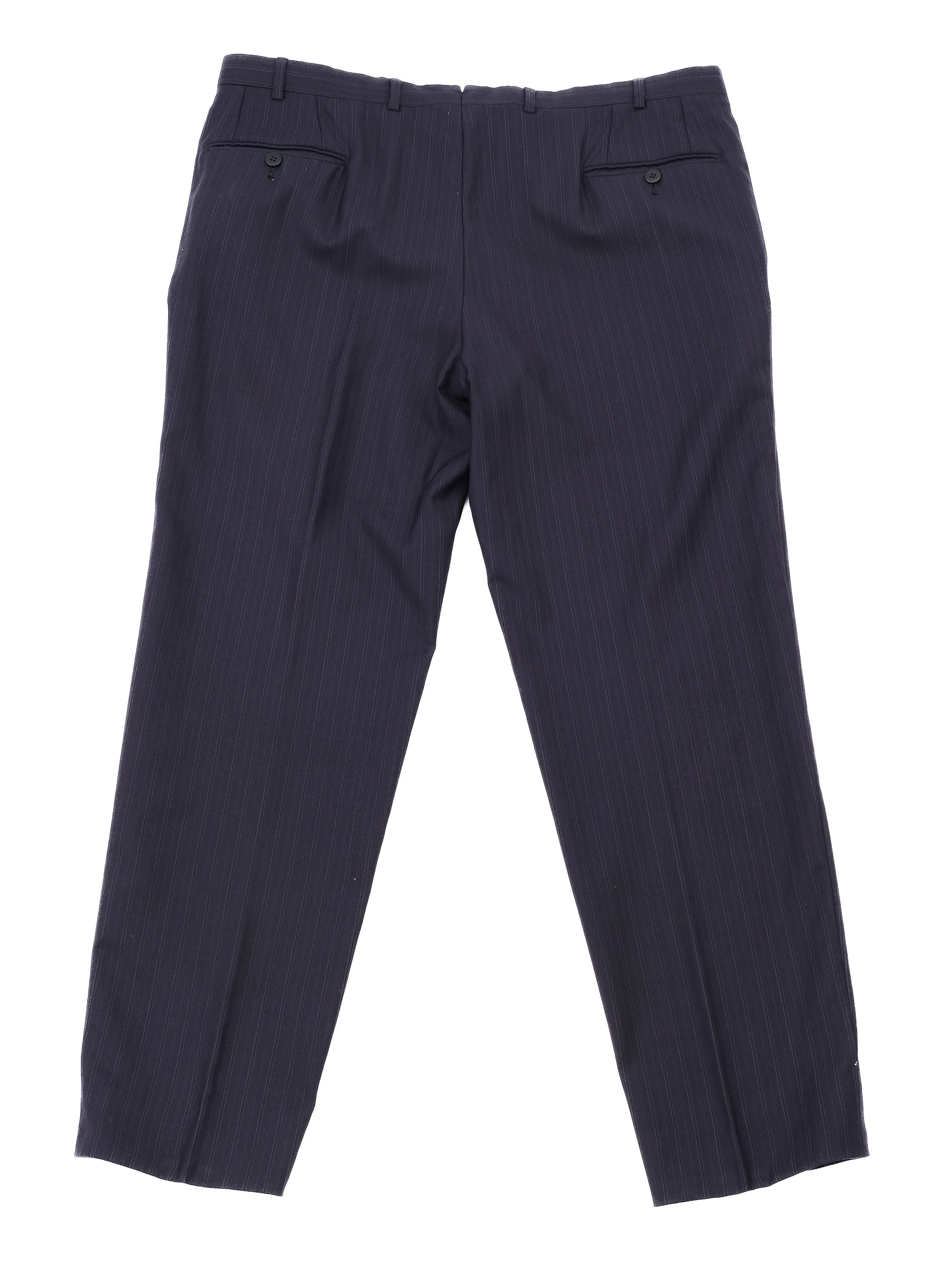 BRIONI Excellent Blue Cupro Suit Jacket Size XL Dark Pinstripe