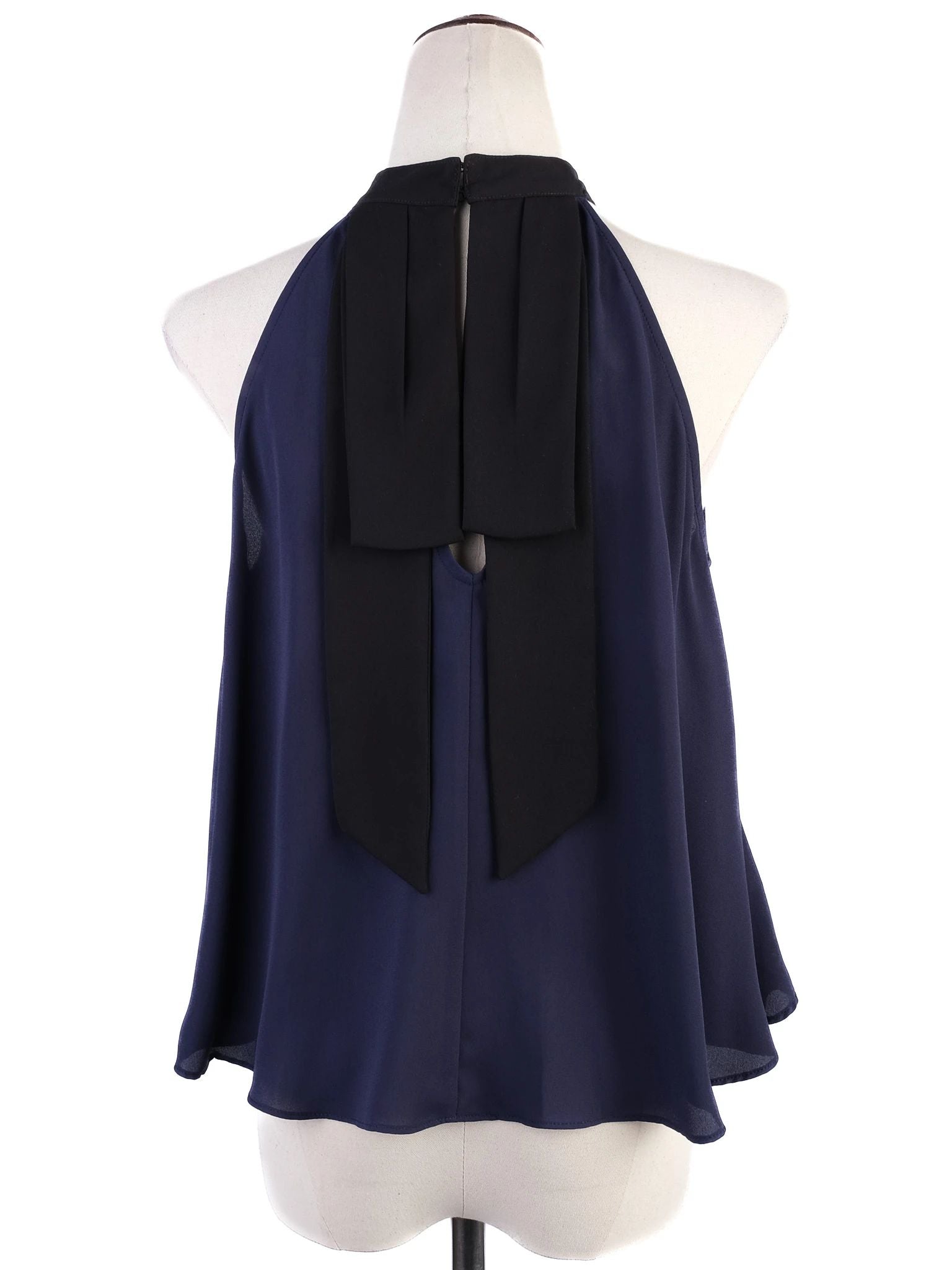 BCBGeneration Blue Halter Top with Black Collar Size XS - Excellent Condition