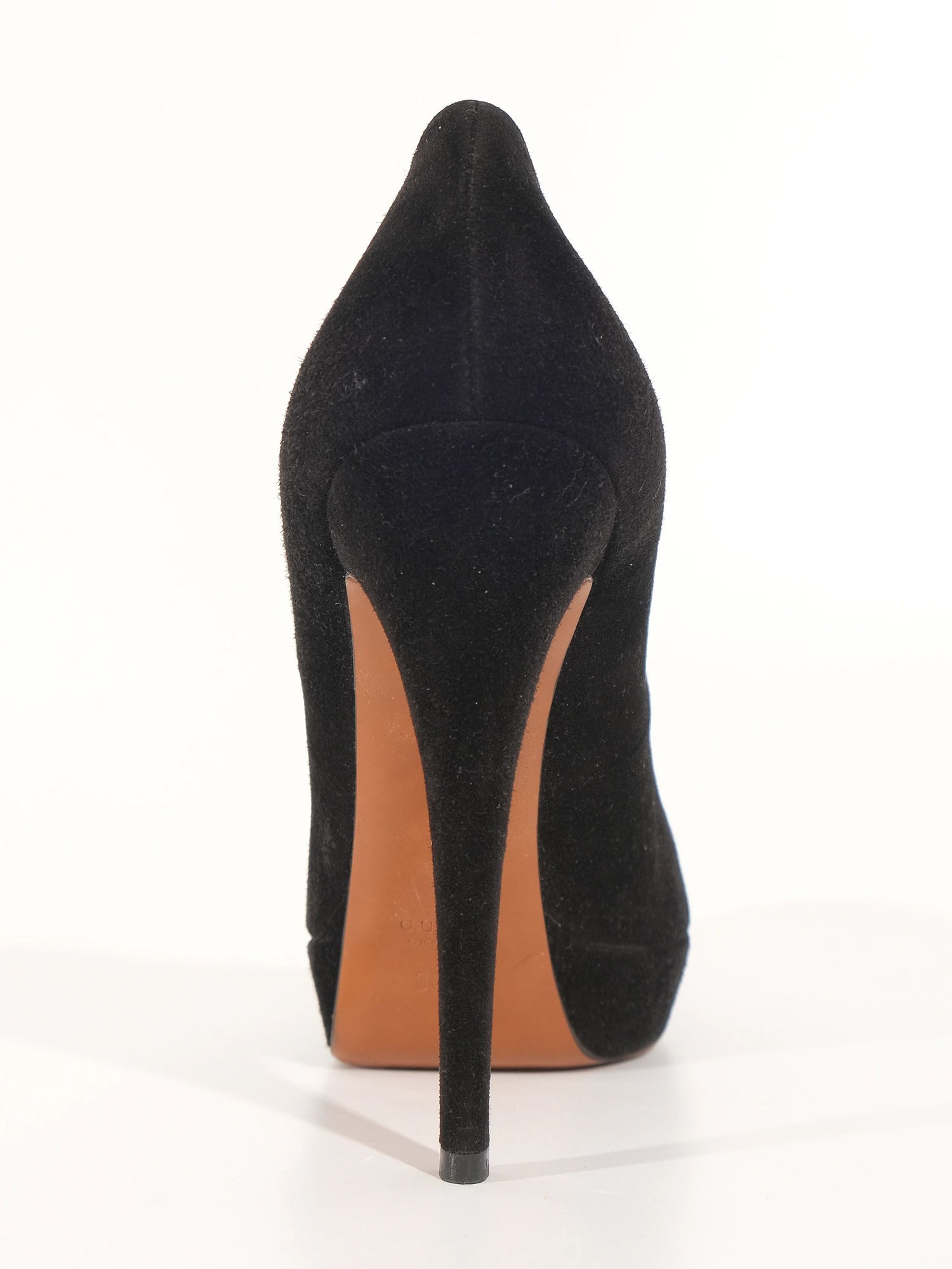 Excellent Gucci Black Genuine Suede High-Heeled Shoe Size 38.5