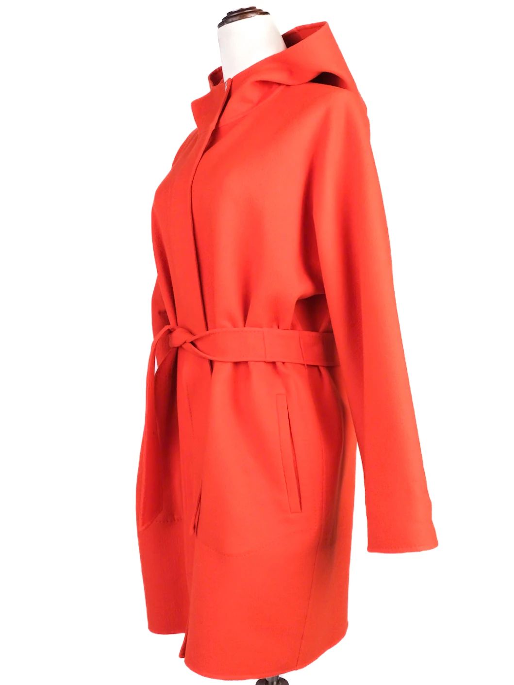Excellent Max Mara Red Hooded Coat Size S in Fine Angora