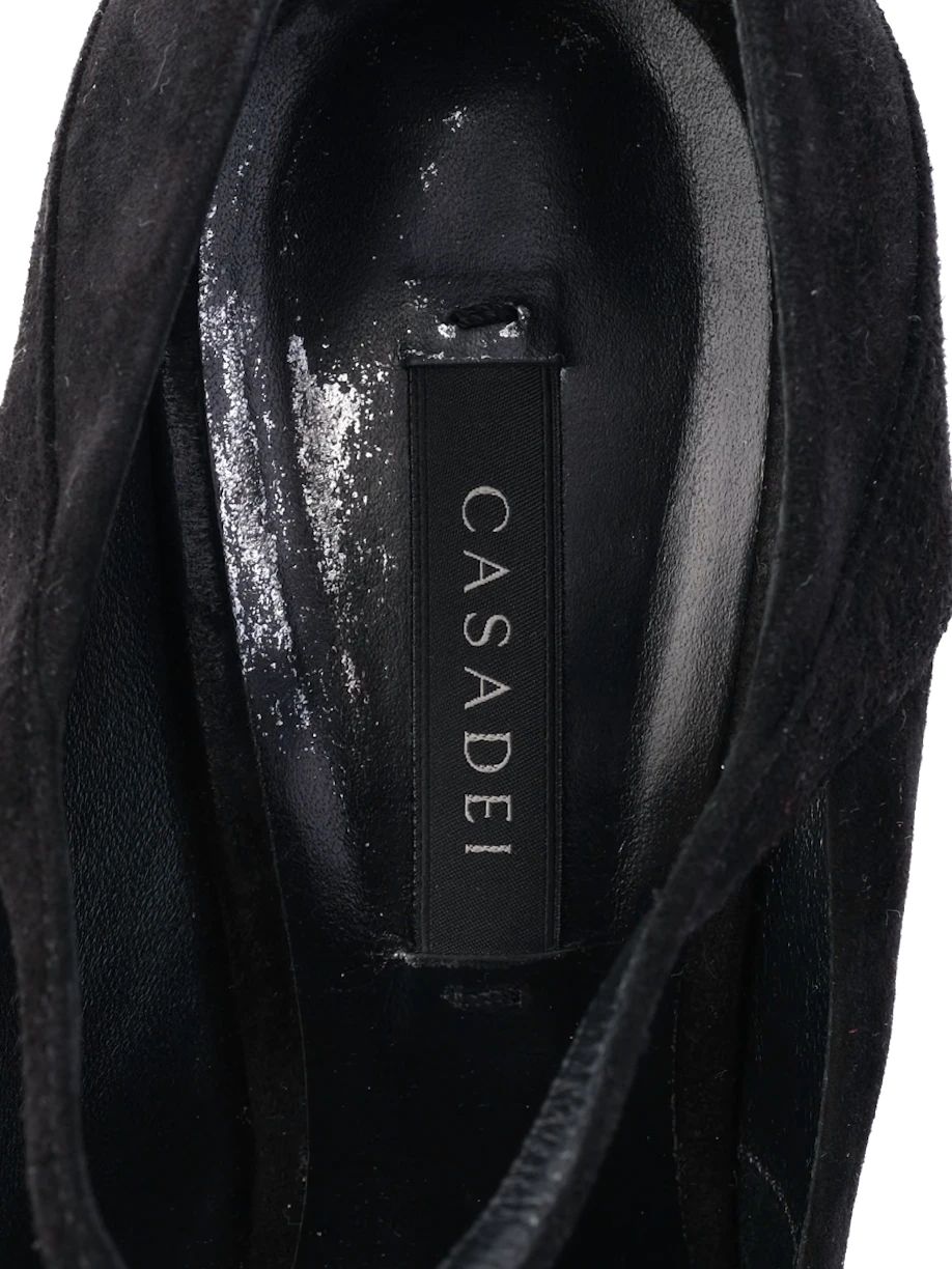 Excellent Casadei Black Suede High-Heeled Shoes Size N/A