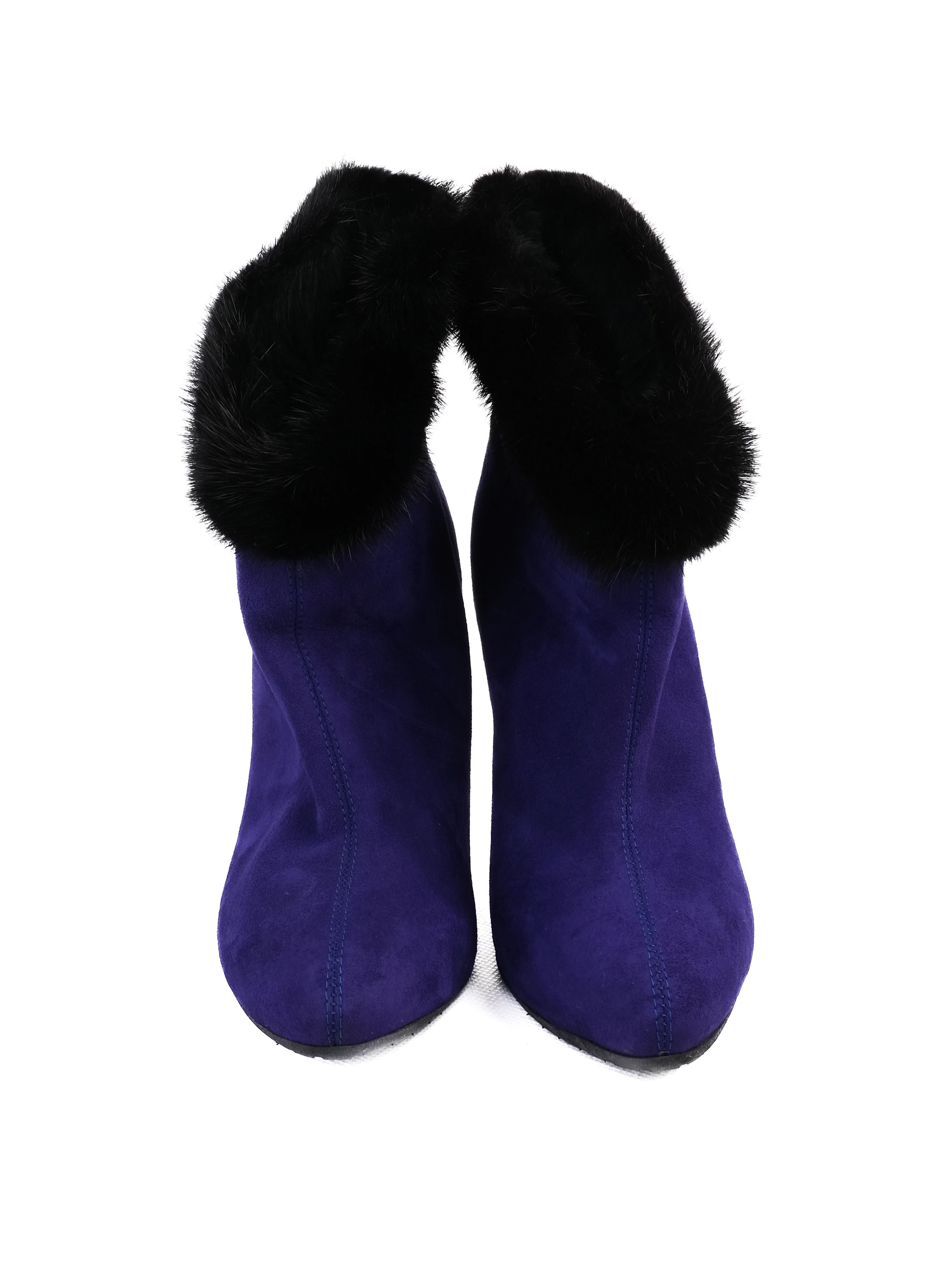 Perfect Giuseppe Zanotti Purple Leather High-Heeled Ankle Boots Size 37.5