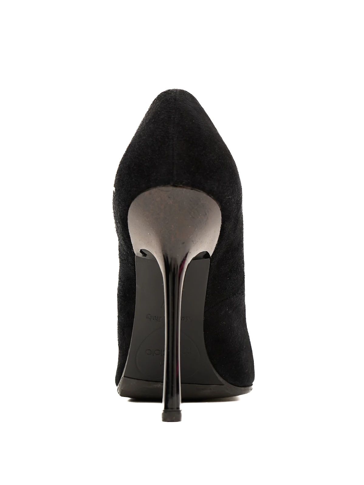 Excellent Gai Mattiolo Black Genuine Suede High-Heeled Shoes Size 37