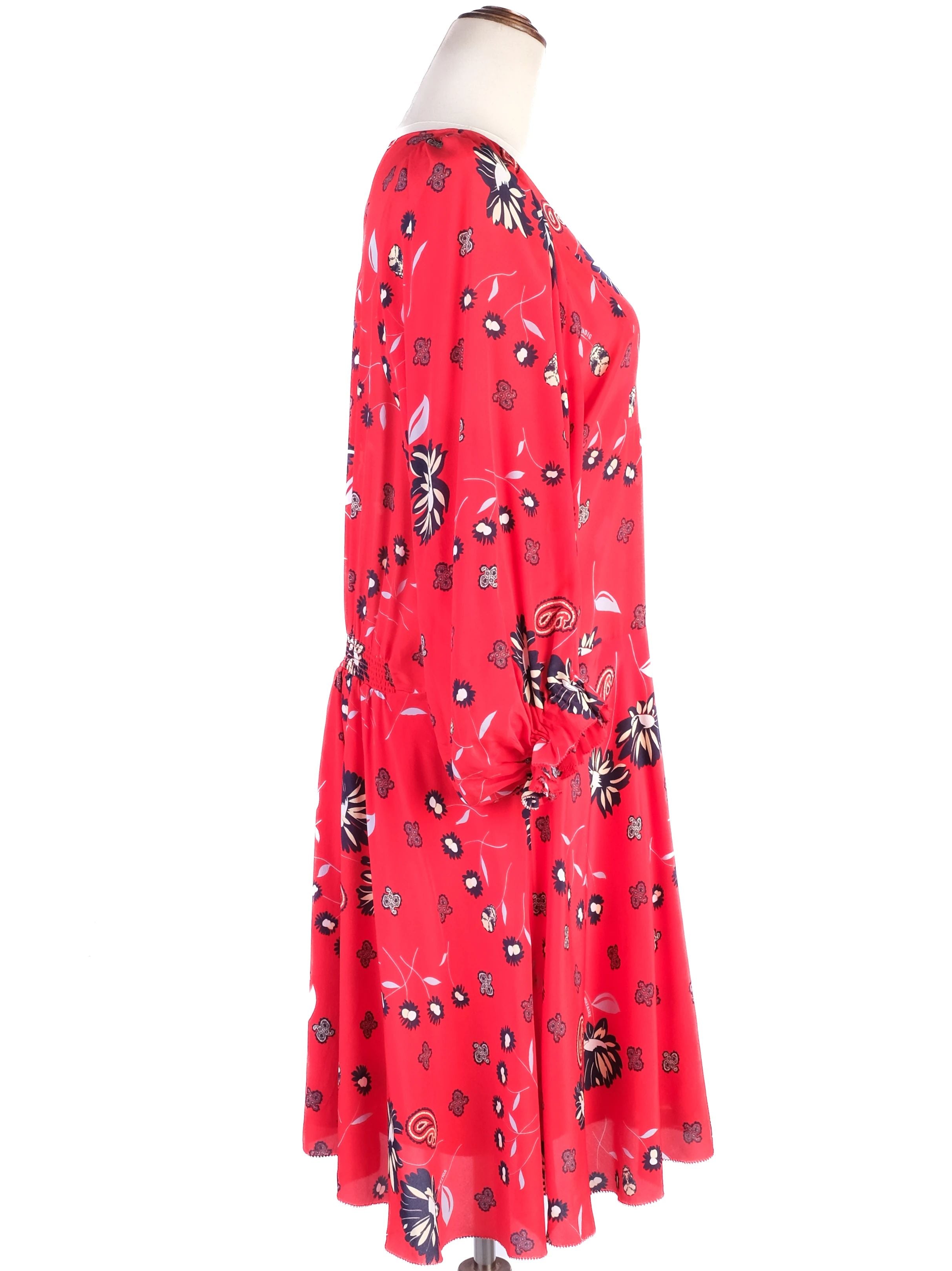 Excellent Zadig&Voltaire Red Floral Silk Dress Size S