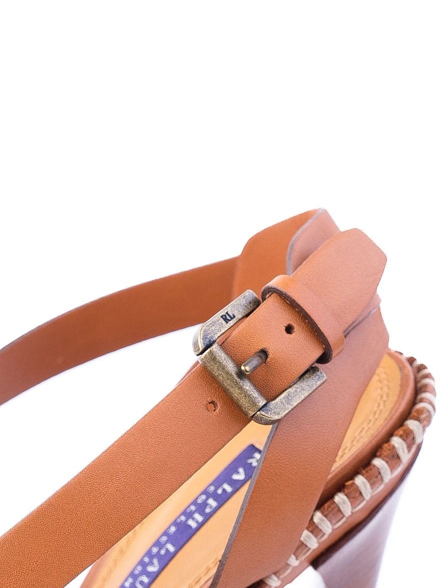 Perfect Ralph Lauren Orange Leather High-Heeled Platform Sandals Size 38.5