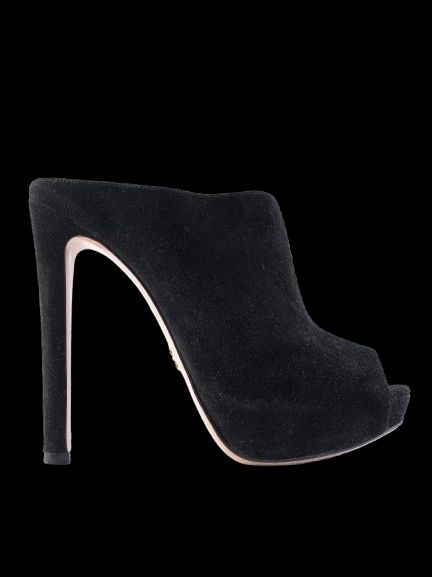 Excellent Prada Black Leather High-Heeled Mules Size 38