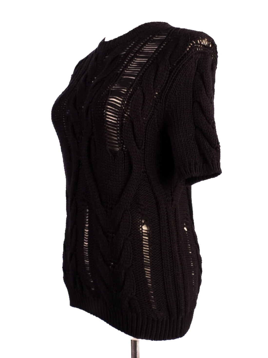 Excellent Max Mara Black Wool Short-Sleeve Sweater Size M