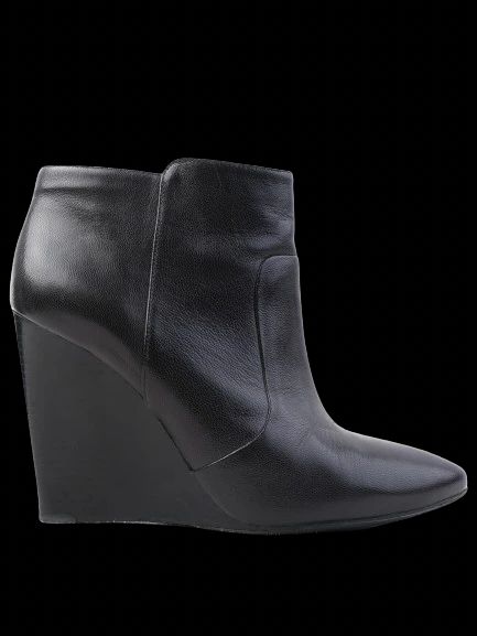 Excellent Tory Burch Black Leather Wedge Ankle Boots Size 40