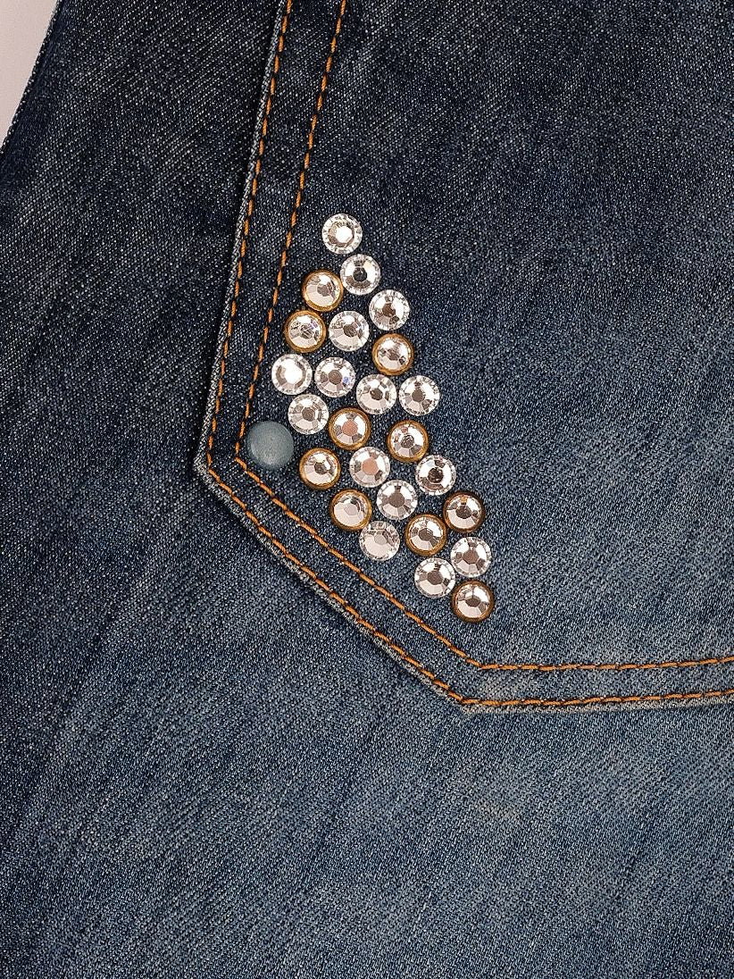 Excellent Blumarine Blue Cotton Jeans Size XS with Decorative Studs
