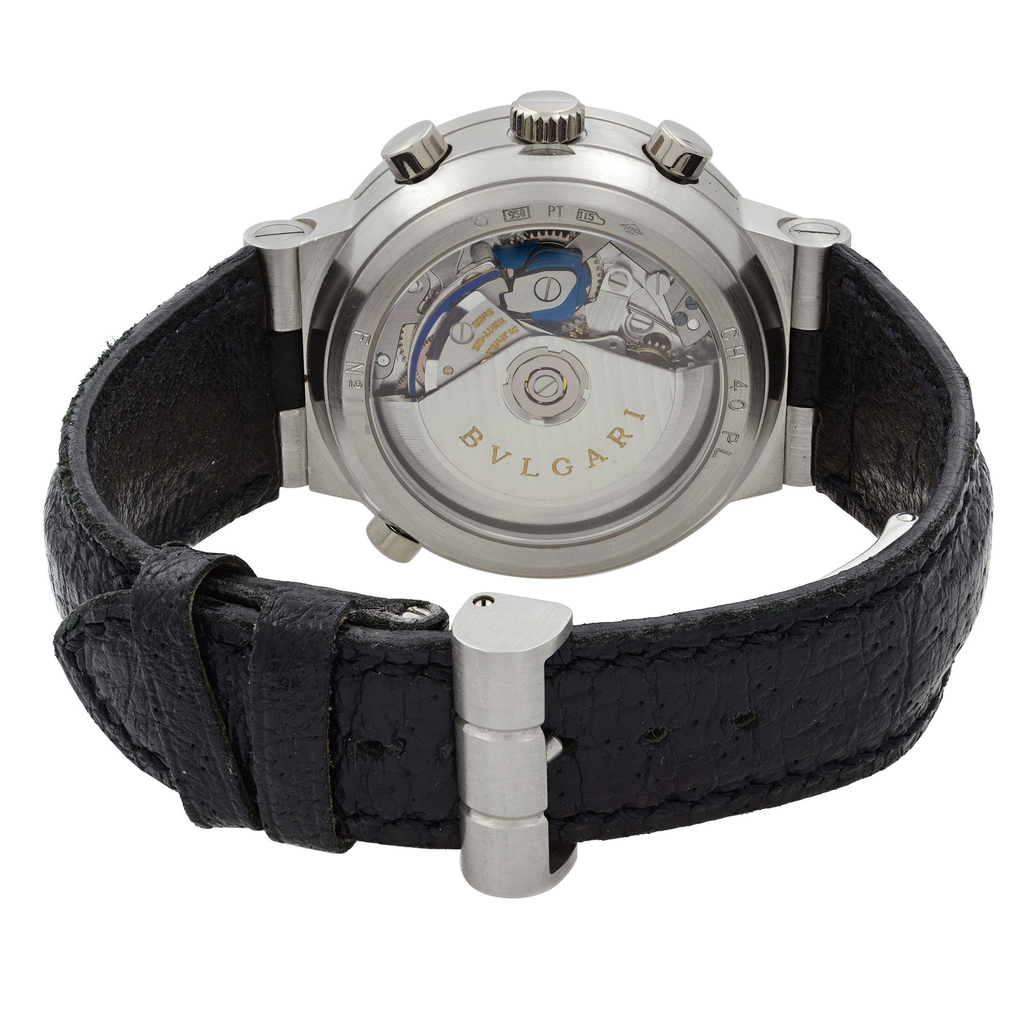 Bvlgari Diagono Rattrapante Platinum Split Seconds White Dial Mens Watch CH40 PL