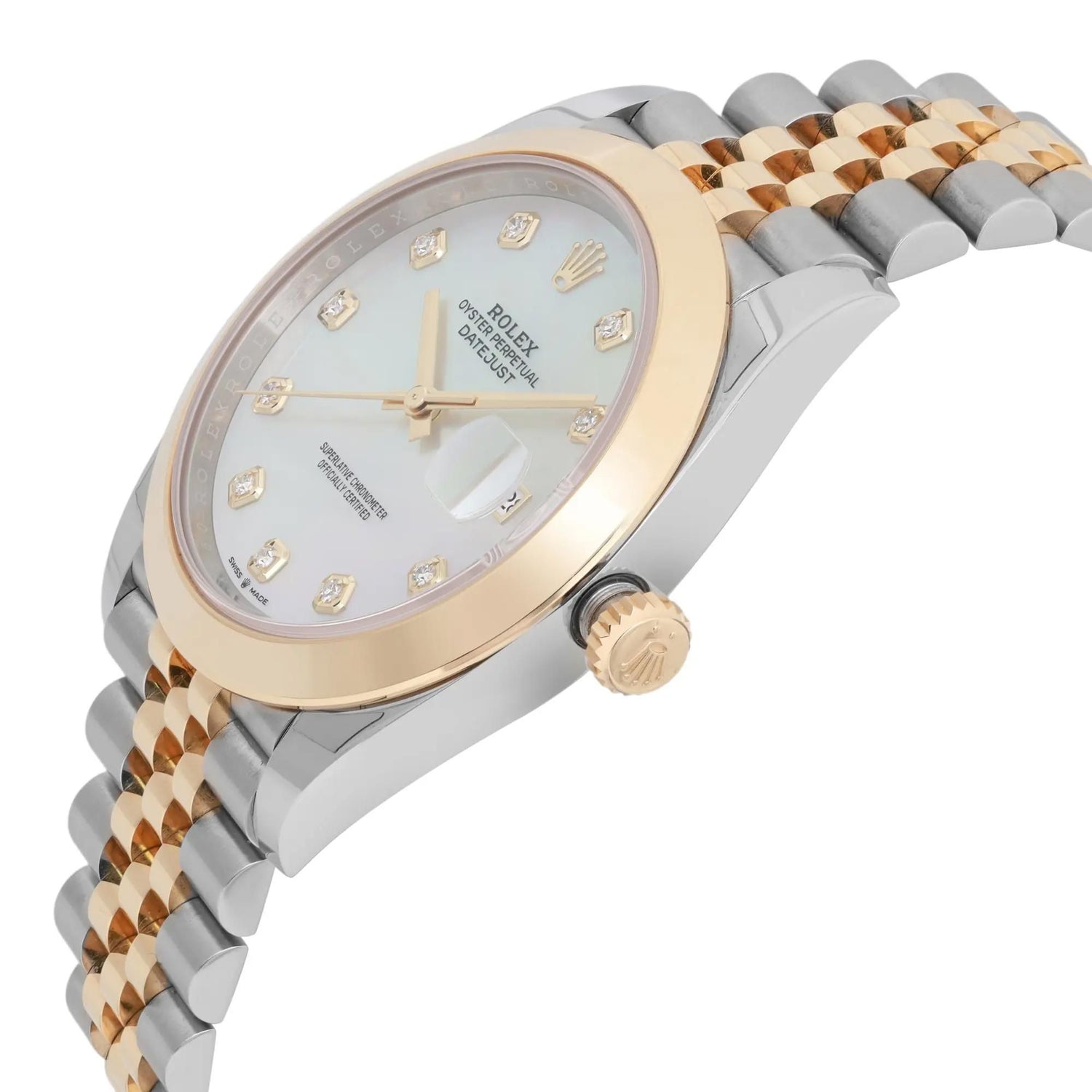Rolex Datejust 41 18K Yellow Gold Steel Diamond MOP Dial Watch 126303
