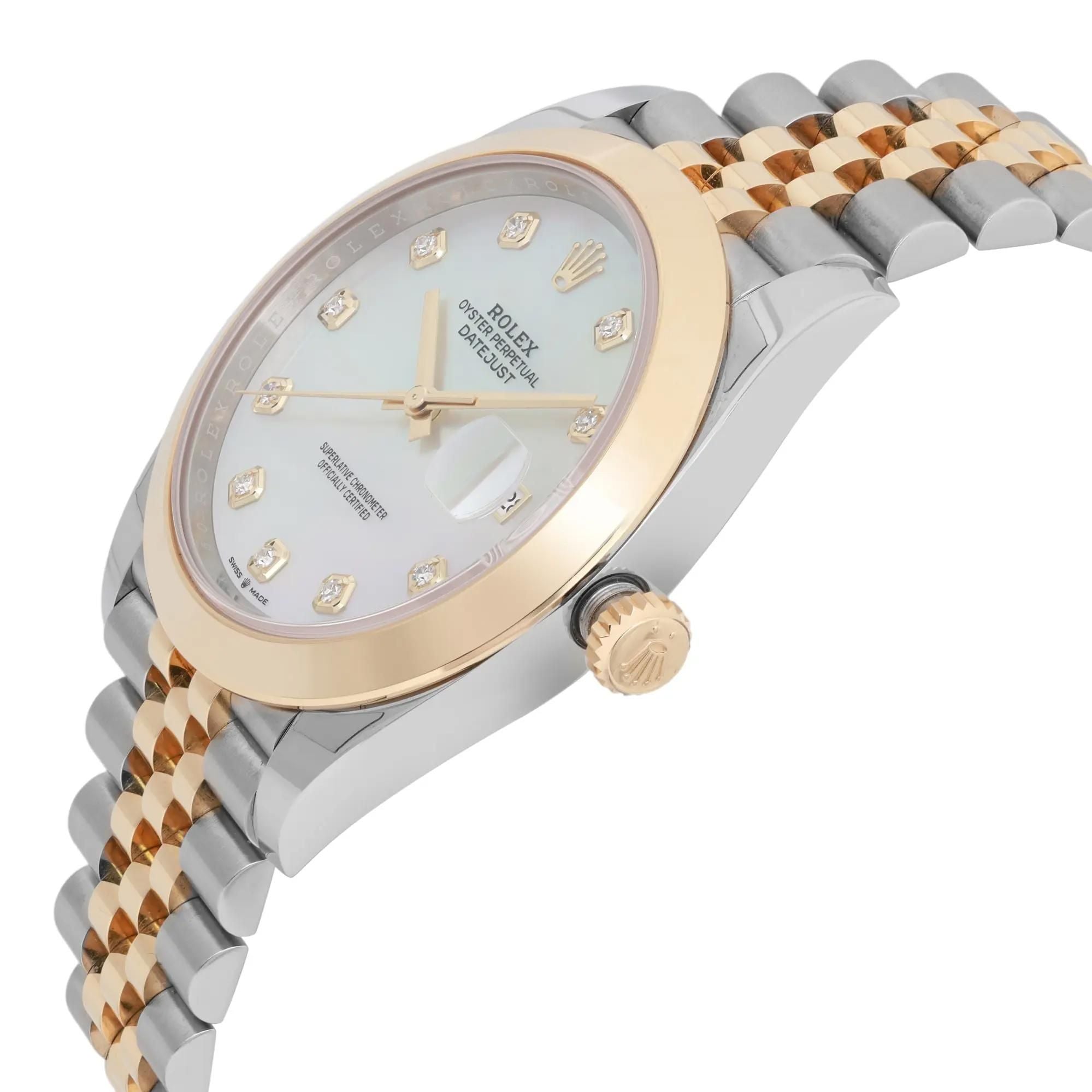 Rolex Datejust 41 18K Yellow Gold Steel Diamond MOP Dial Watch 126303