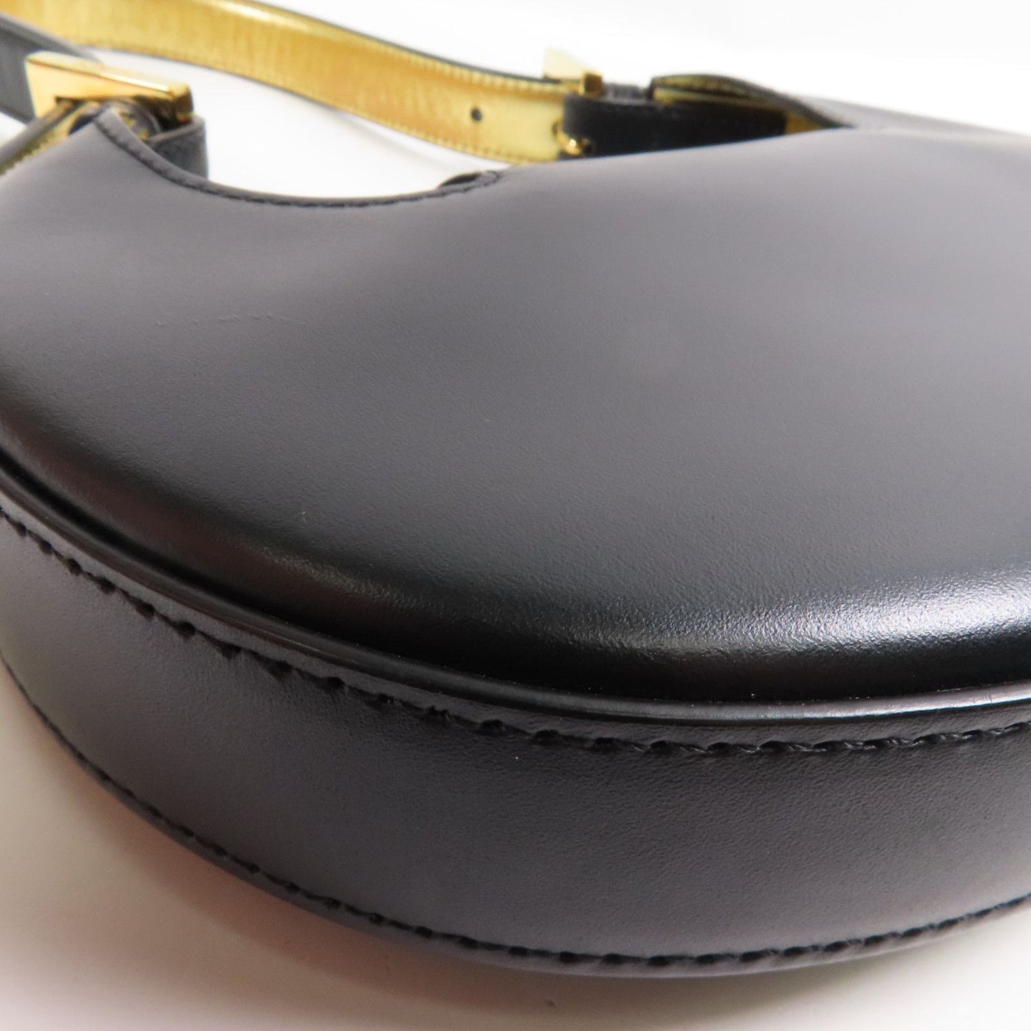Fendi Cowhide Leather Cookie Hobo Bag Golden Shoulder Bag Black Calfskin (cowhide) 8bs 065