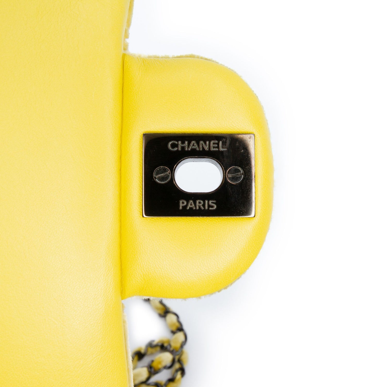 Chanel Mini Rectangular Classic Velvet Single Flap Yellow