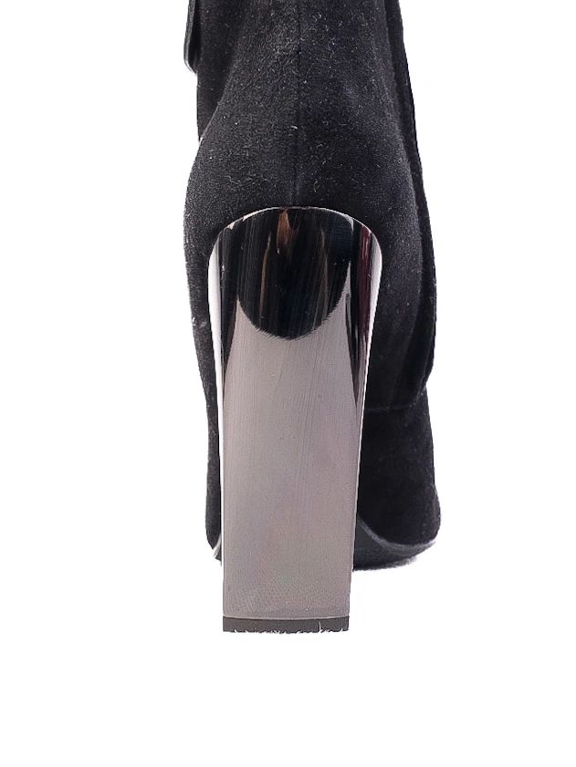 Vicini Black Leather Ankle Boots Size 39 with Block Heel