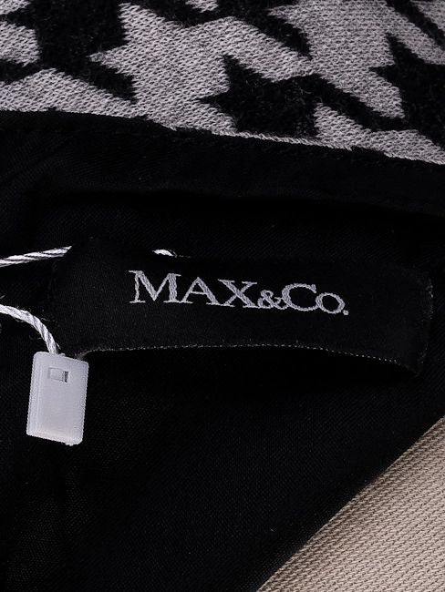 EXCELLENT MaxCo Houndstooth Dress Wool Size S Black White 3/4 Sleeve