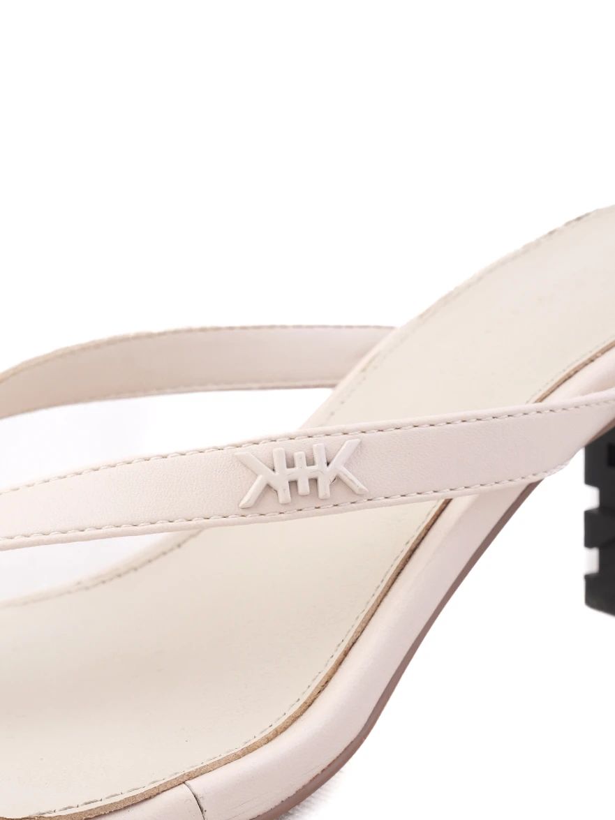 Excellent Kendall+Kylie White Leather Heeled Sandals with Geometric Block Heel