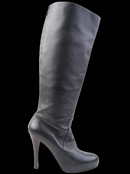 Excellent Bottega Veneta Black Leather Knee-High Stiletto Boots Size 41