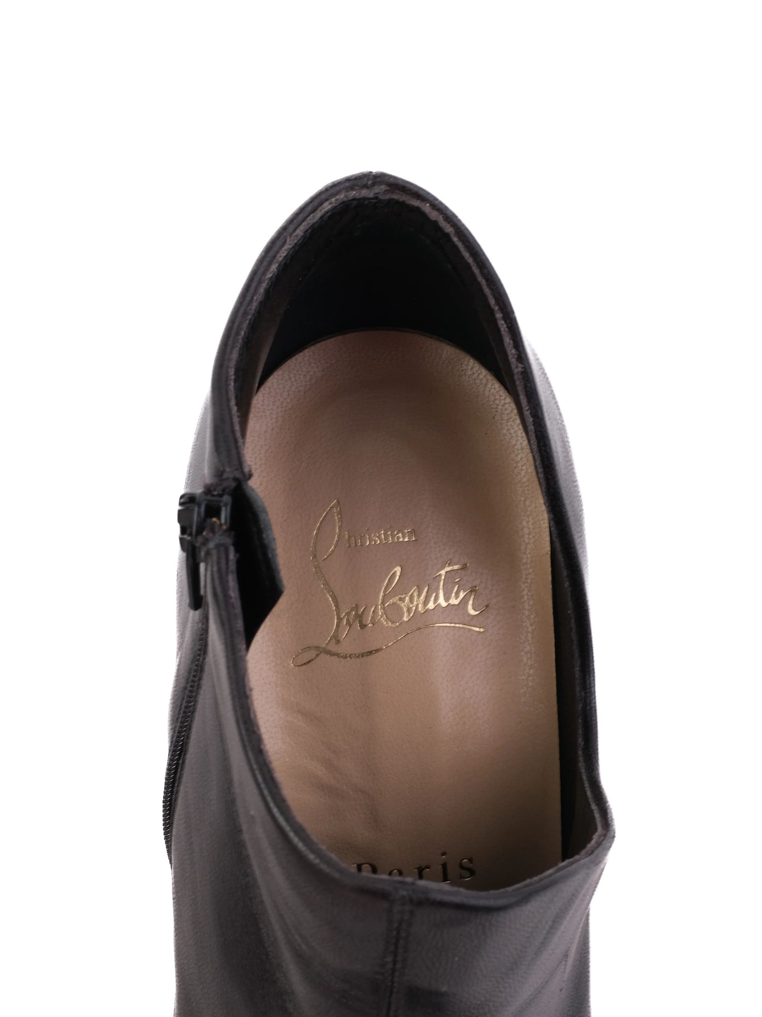 Christian Louboutin Black Leather Ankle Boots Size 35.5 with Red Soles