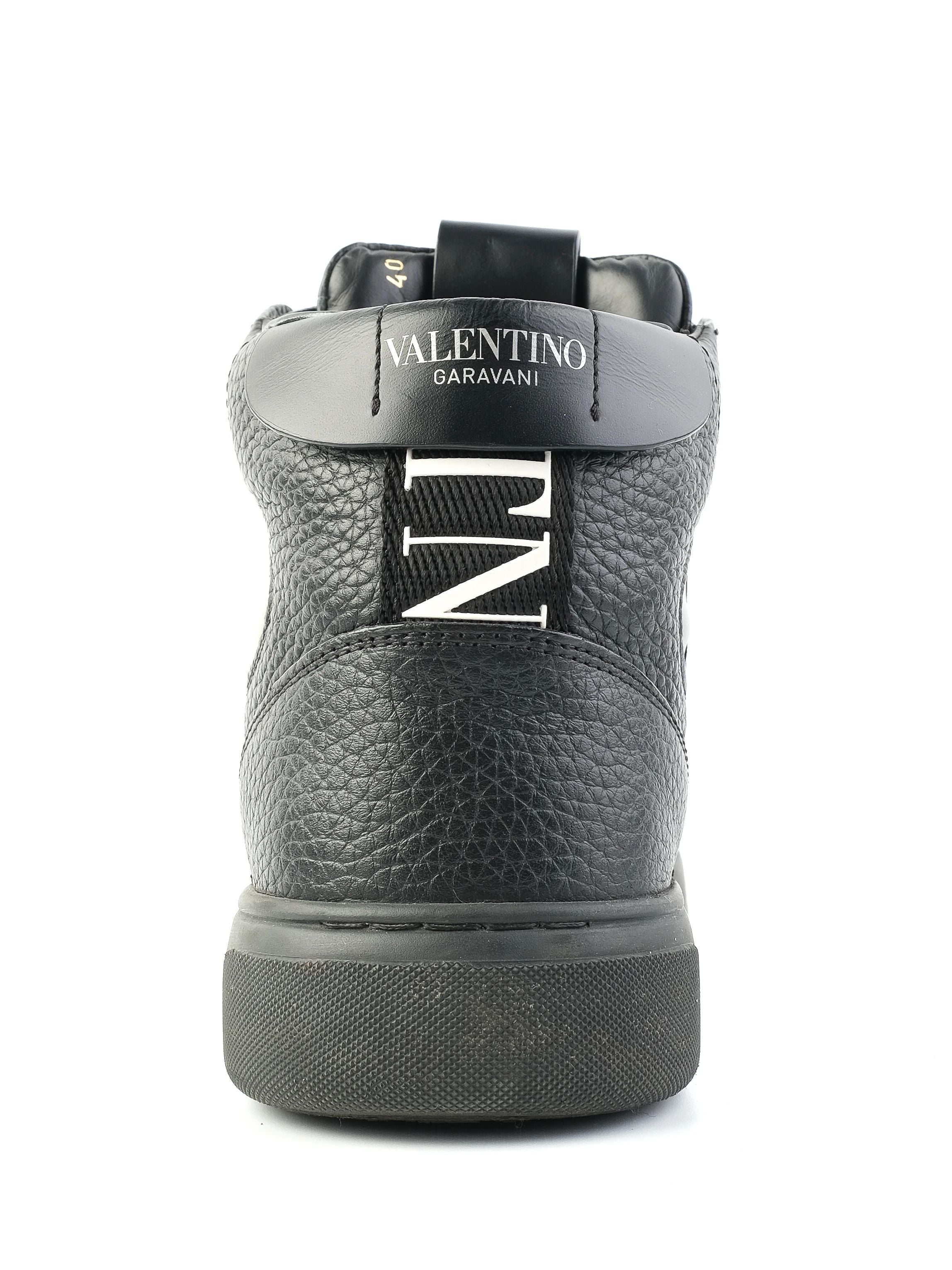 Excellent Valentino Black Leather High-Top Sneakers Size 40
