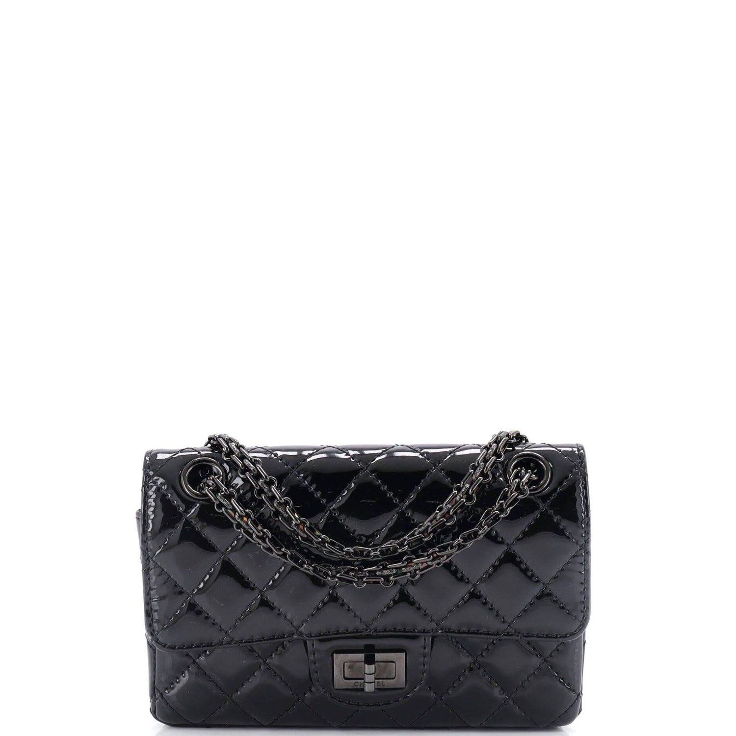 Chanel So Black Reissue 2.55 Flap Bag Quilted Patent Mini
