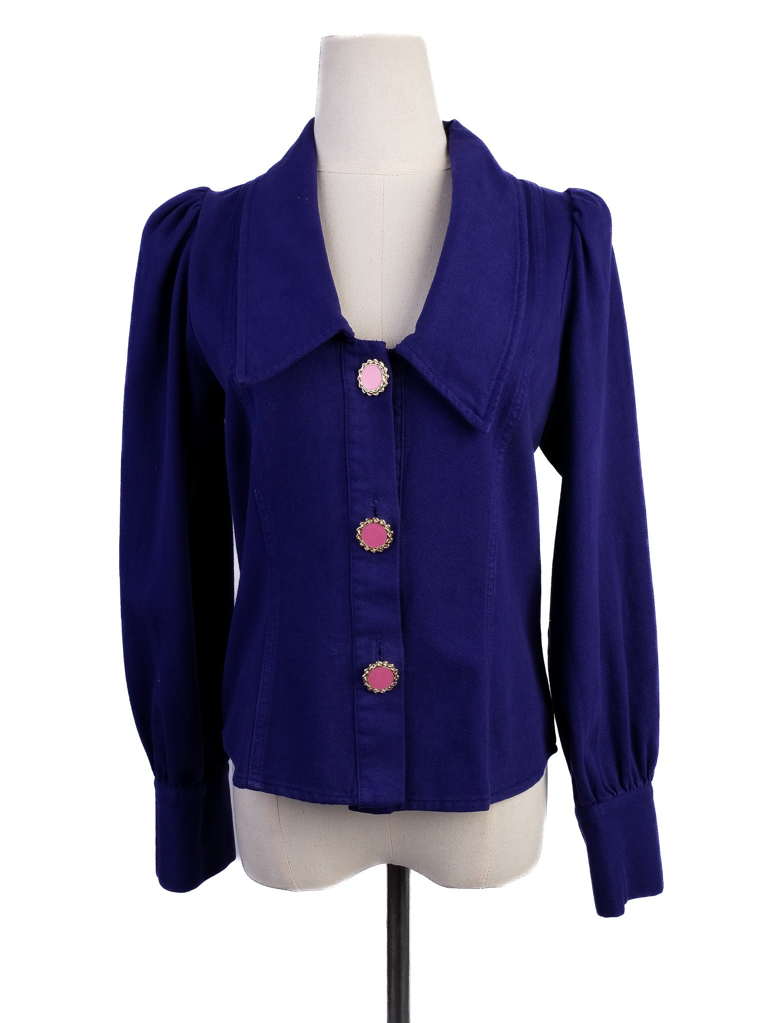 Excellent Uterque Purple Velvet Jacket with Decorative Buttons Size S