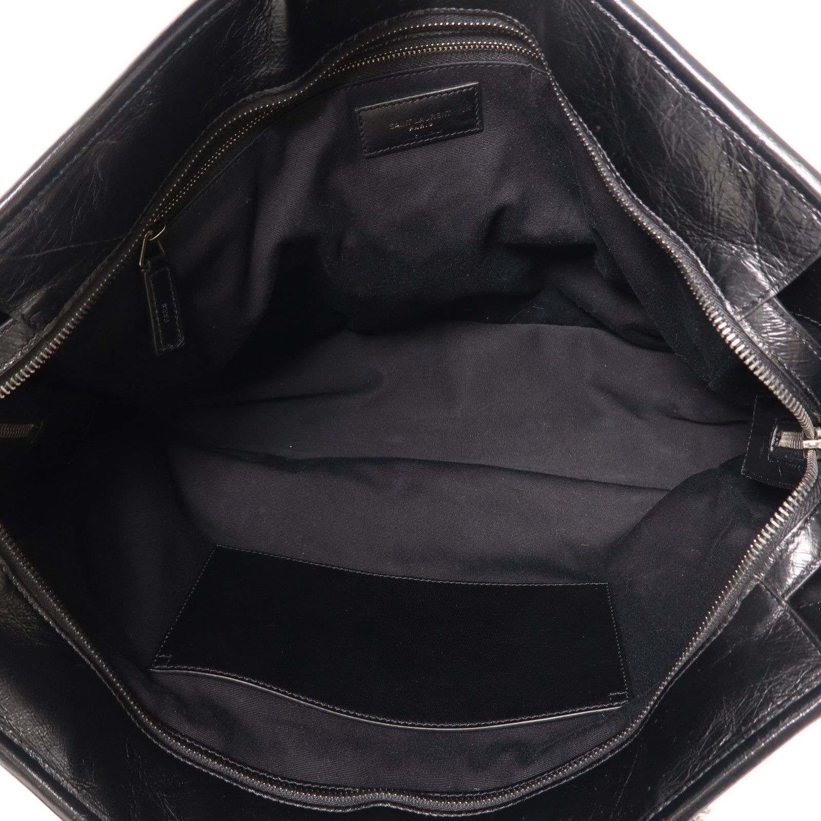 Yves Saint Laurent Cowhide Leather Niki Large Silver Shoulder Bag Black Calfskin (cowhide) Pmr 504