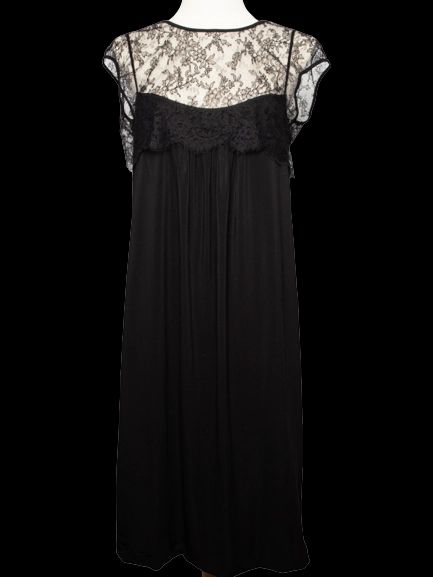 Max Mara Black Dress with Lace Details Size L in Good Condition