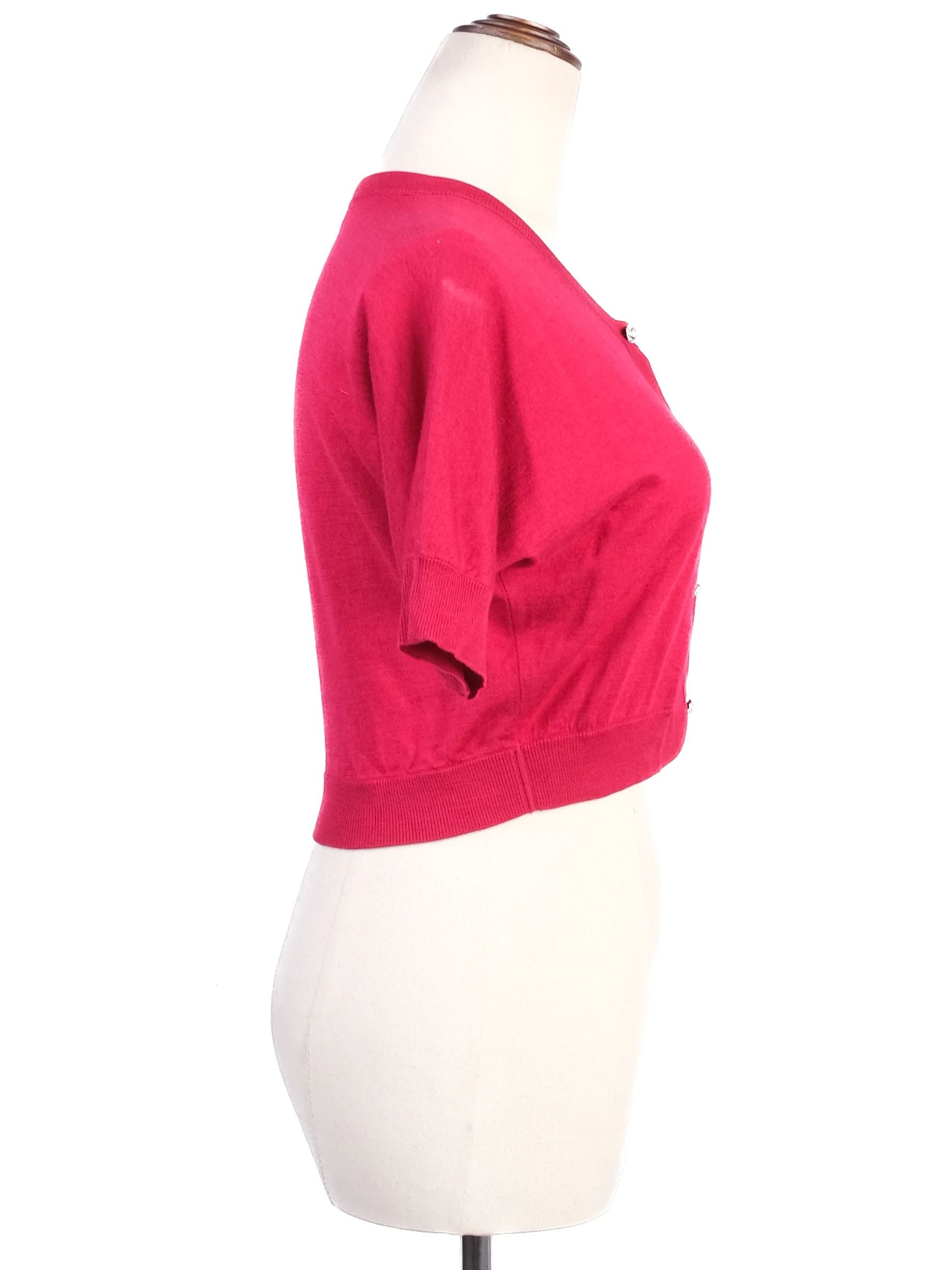 Excellent Dolce Gabbana Red Silk Cropped Cardigan Size XS