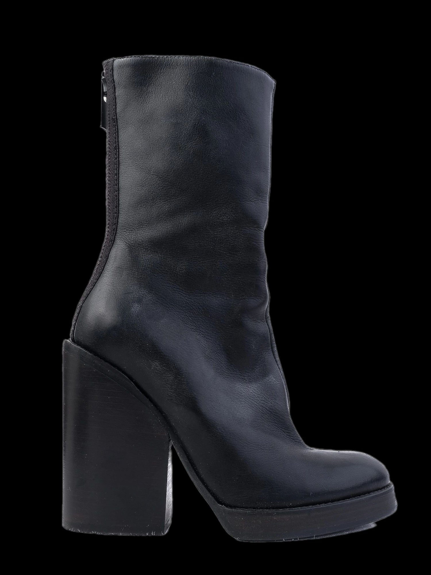 Excellent Haider Ackermann Black Leather Ankle Boots High Heel
