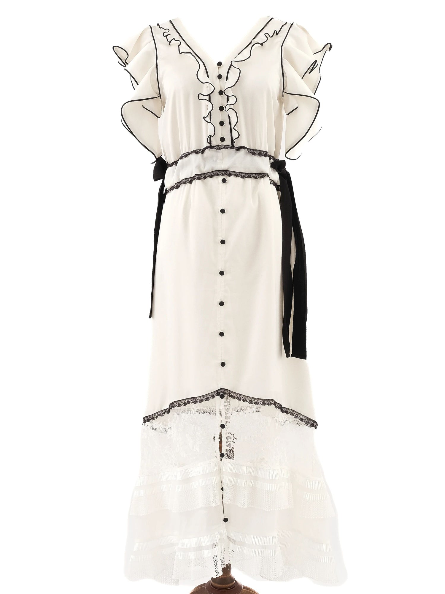 Self-Portrait White Dress with Black Details Size S Excellent Condition