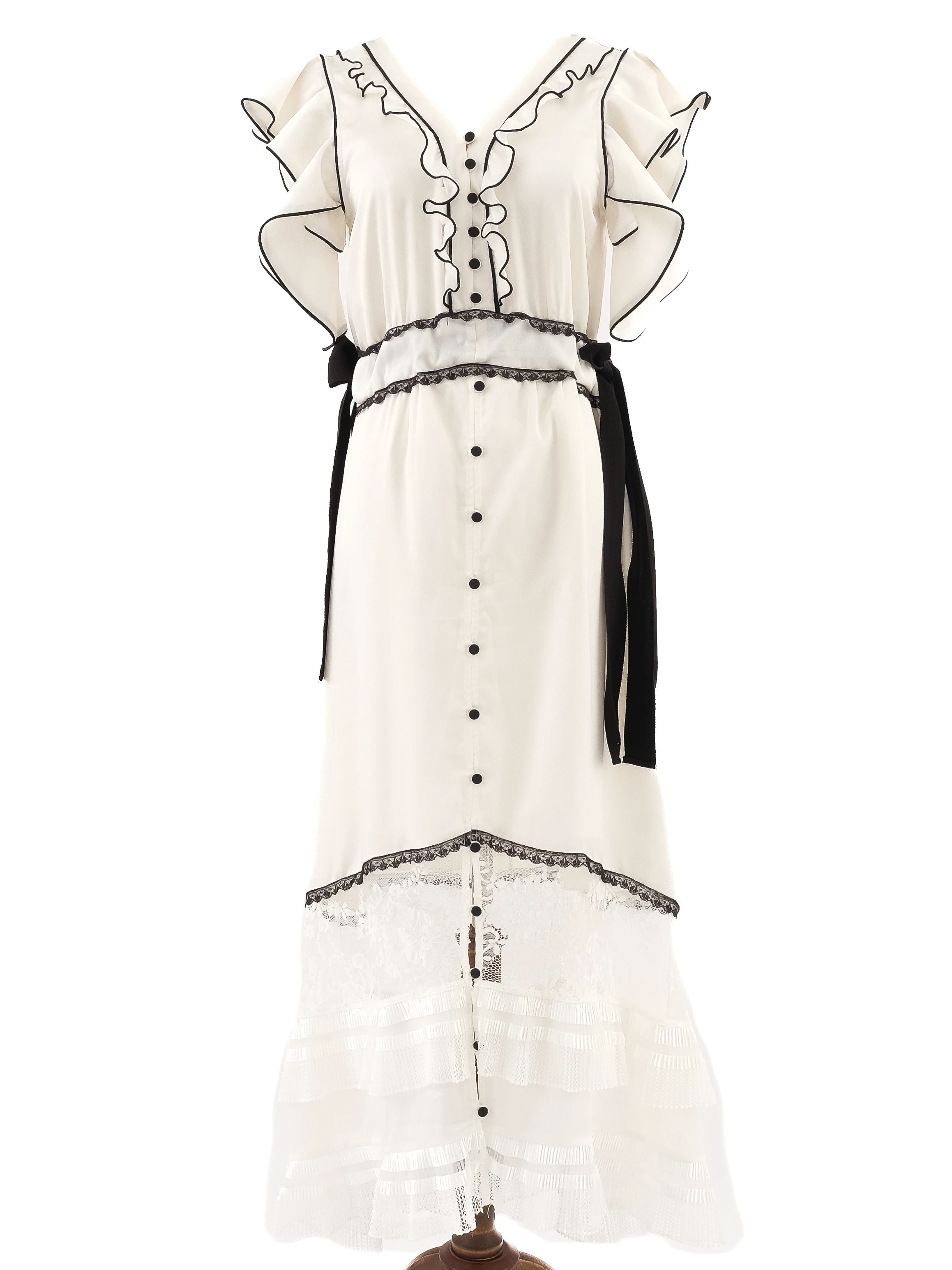 Self-Portrait White Dress with Black Details Size S Excellent Condition