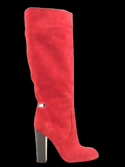 Excellent Sonia Rykiel Red Leather High-Heeled Knee Boots Size 39
