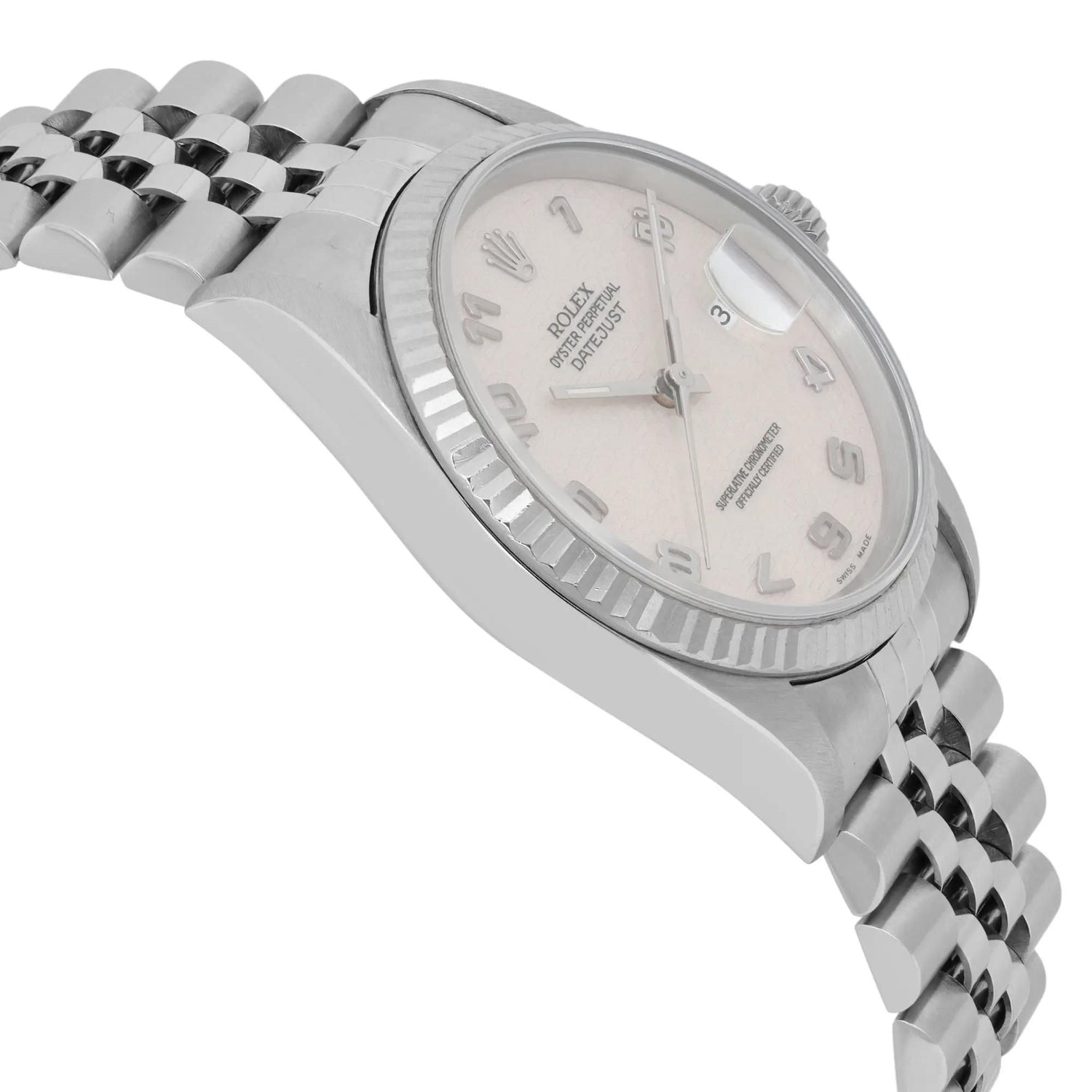 Rolex Datejust 18K White Gold Steel Cream Jubilee Dial Watch 16234