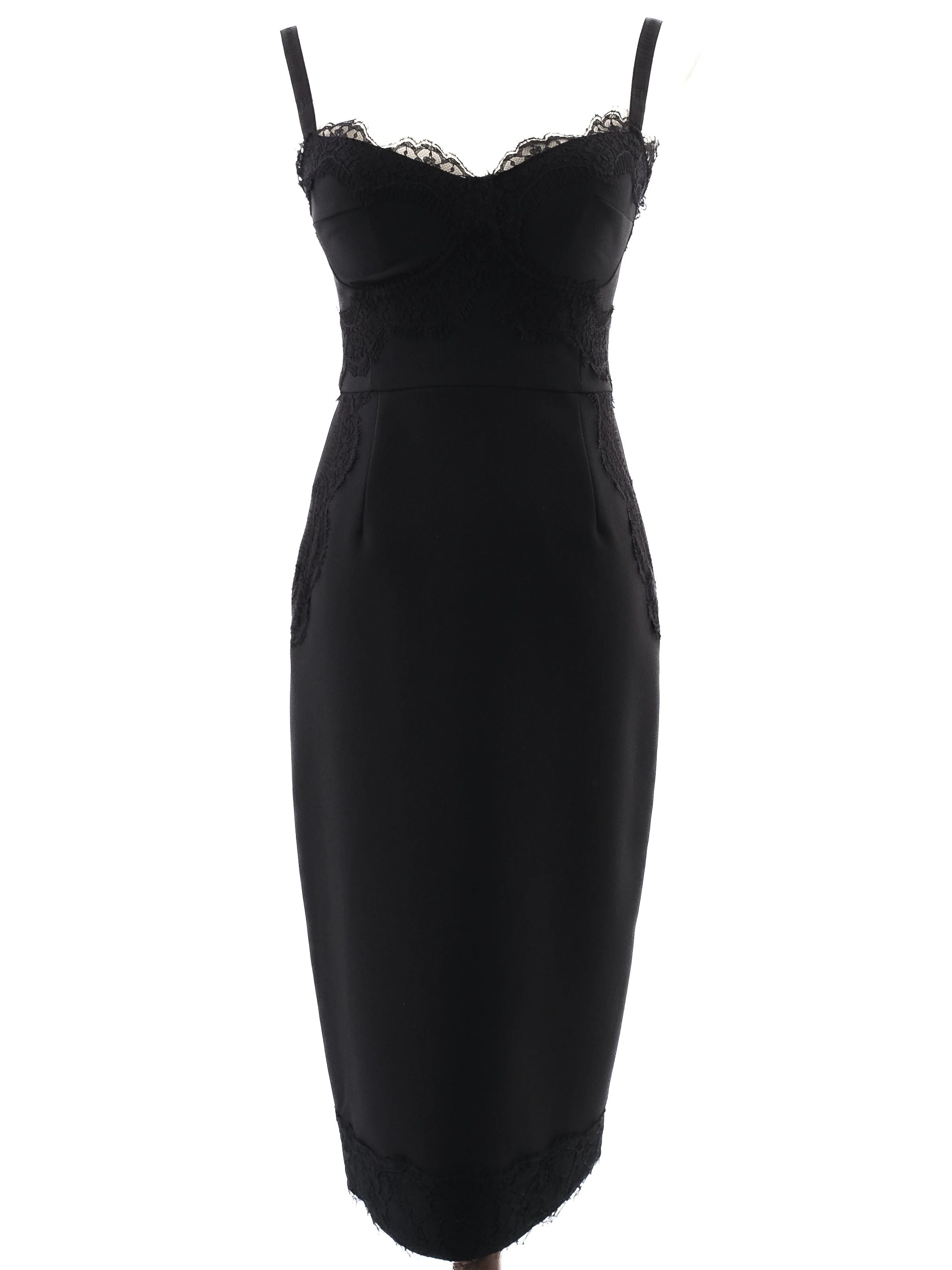 Excellent Elisabetta Franchi Black Dress with Lace Detail Size S