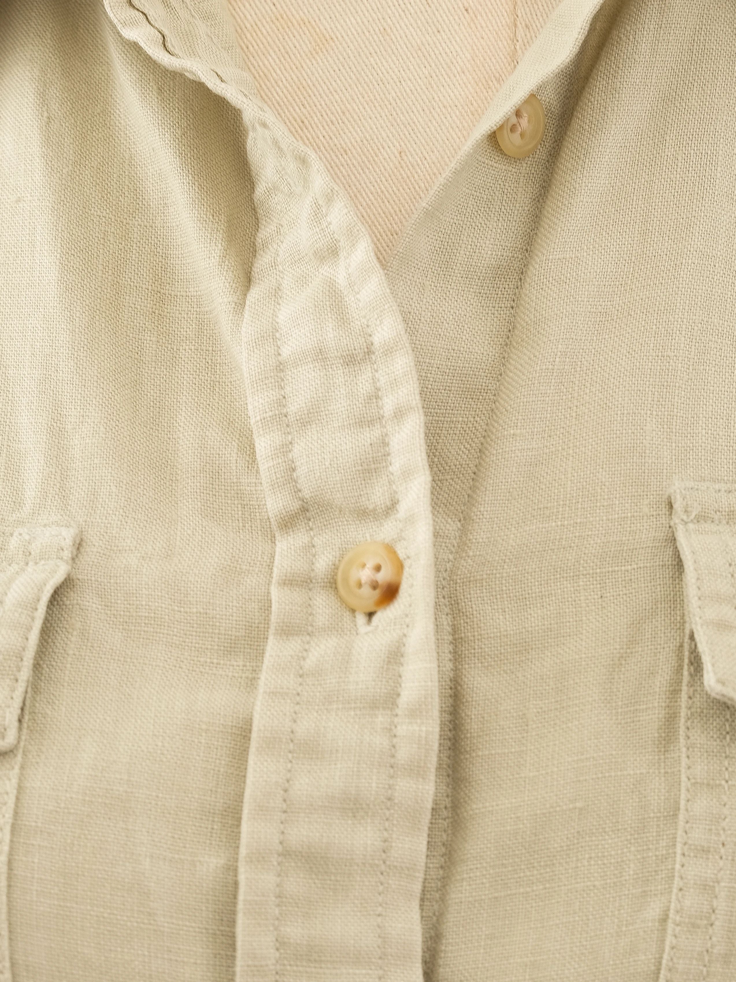 Excellent Ralph Lauren Green Linen Button-Up Shirt Size XS