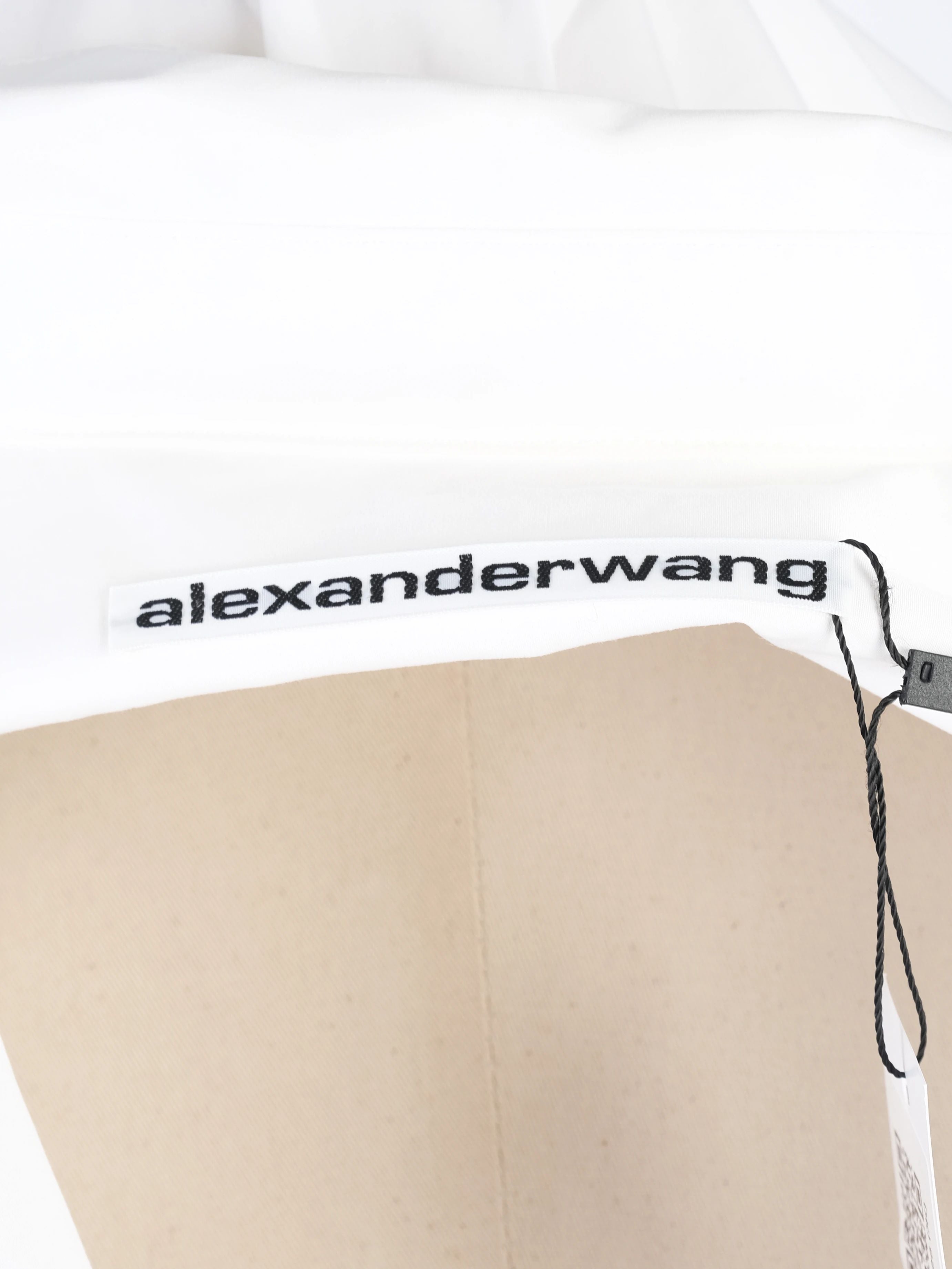 Excellent Alexander Wang White Cotton Collared Shirt with Embellished Cuffs