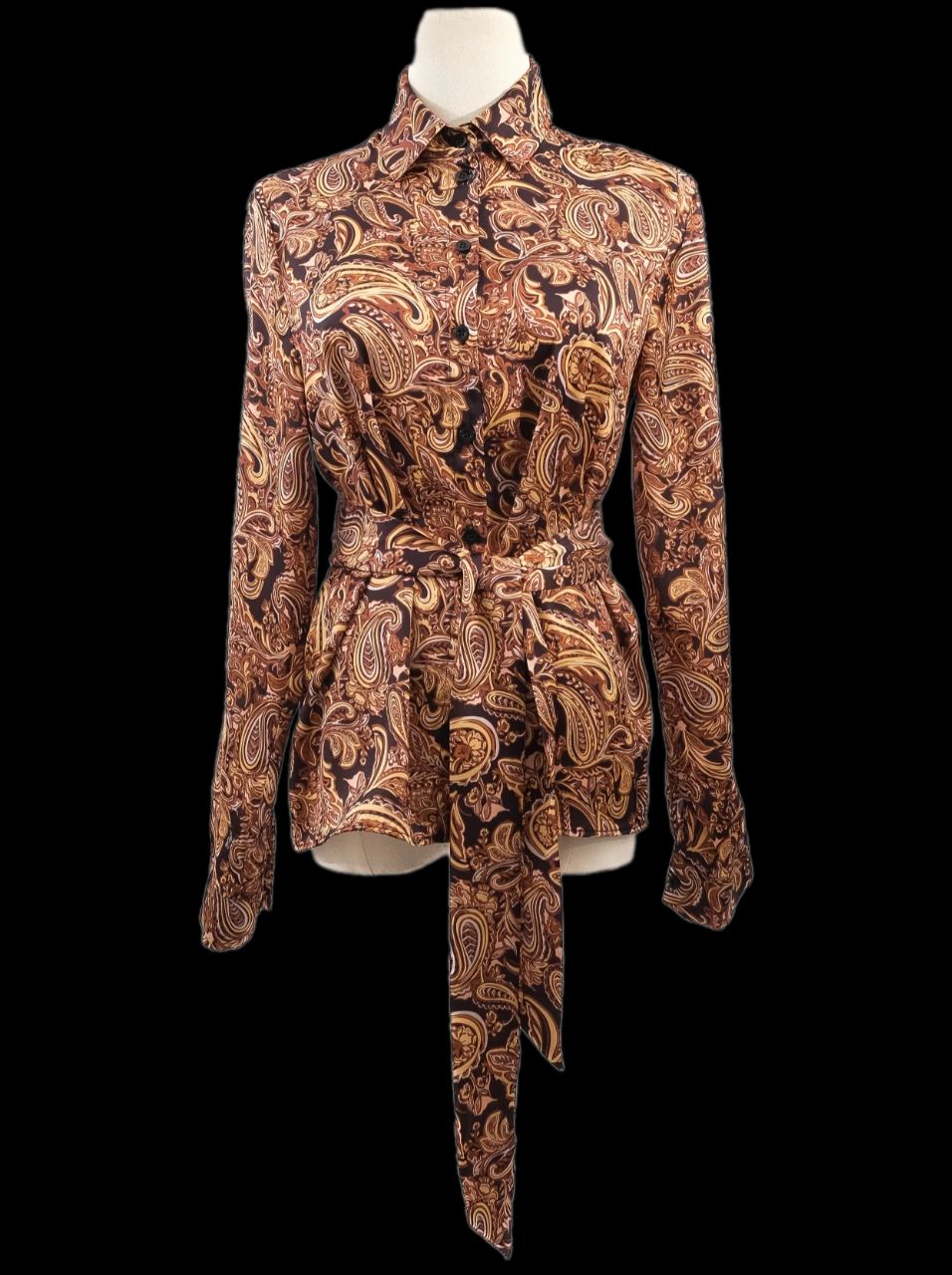 Excellent Liu Jo Paisley Blouse Size XS with Tie Belt