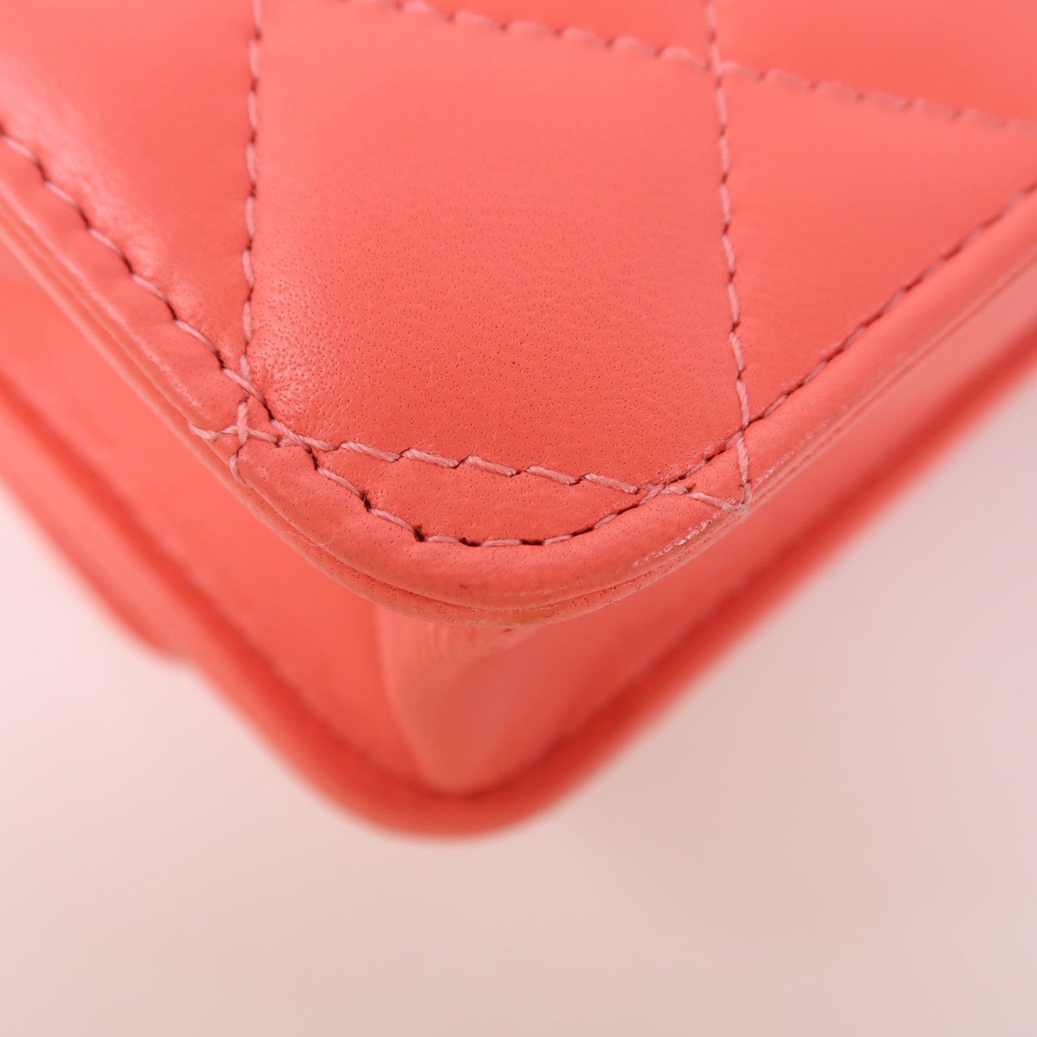 Chanel Pink Sheepskin Leather Woc Wallet On Chain Golden Cross Shoulder Back Bag Lambskin (sheep Leat