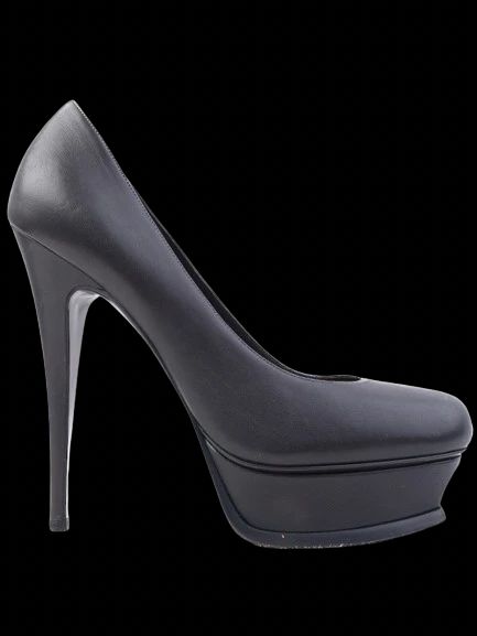 Good Yves Saint Laurent Gray Leather High-Heeled Platform Shoes