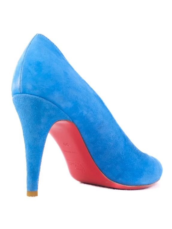 Excellent Christian Louboutin Blue Leather High-Heeled Shoes Size 38