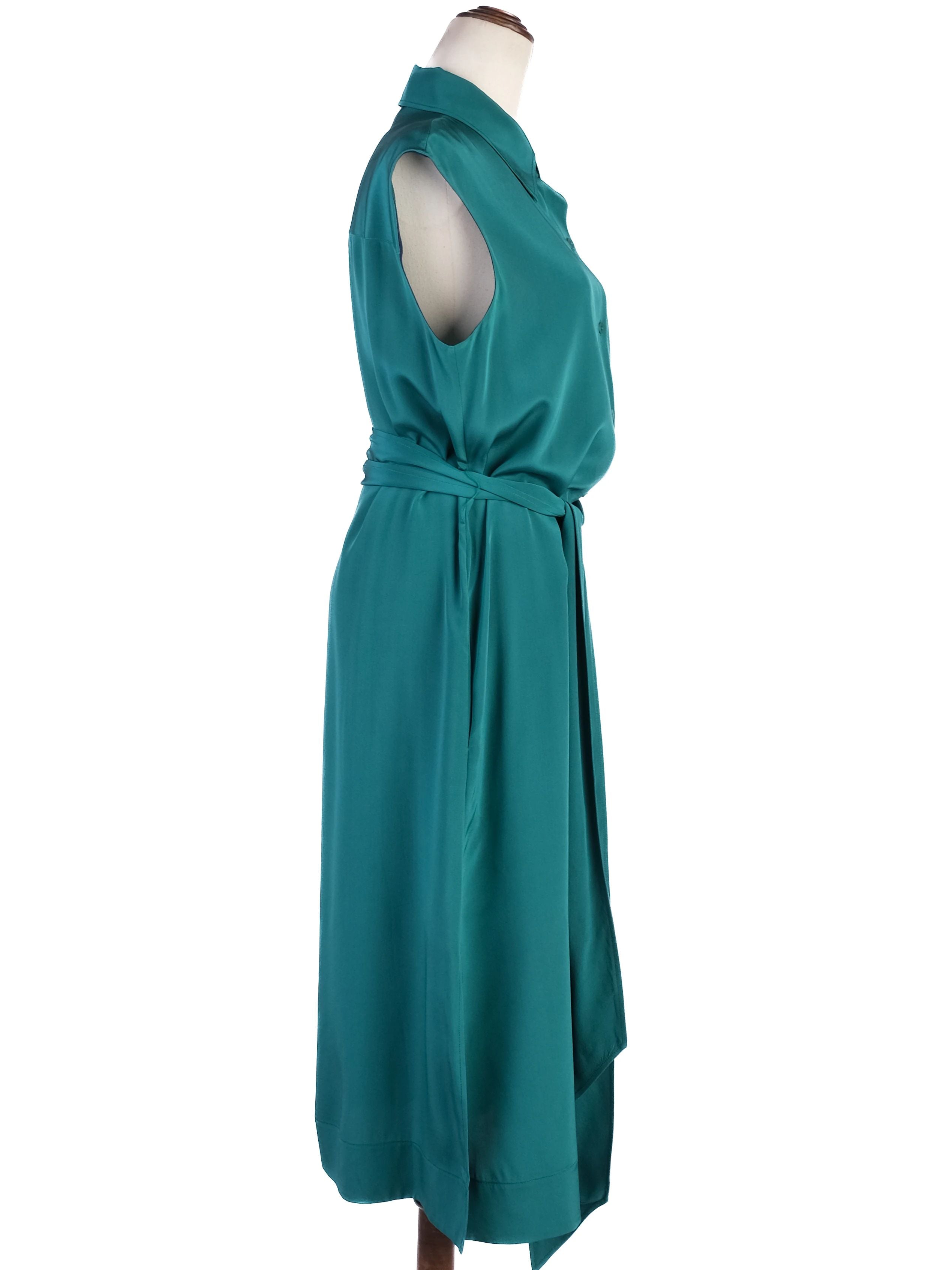Excellent Diane von Furstenberg Green Silk Midi Dress Size S