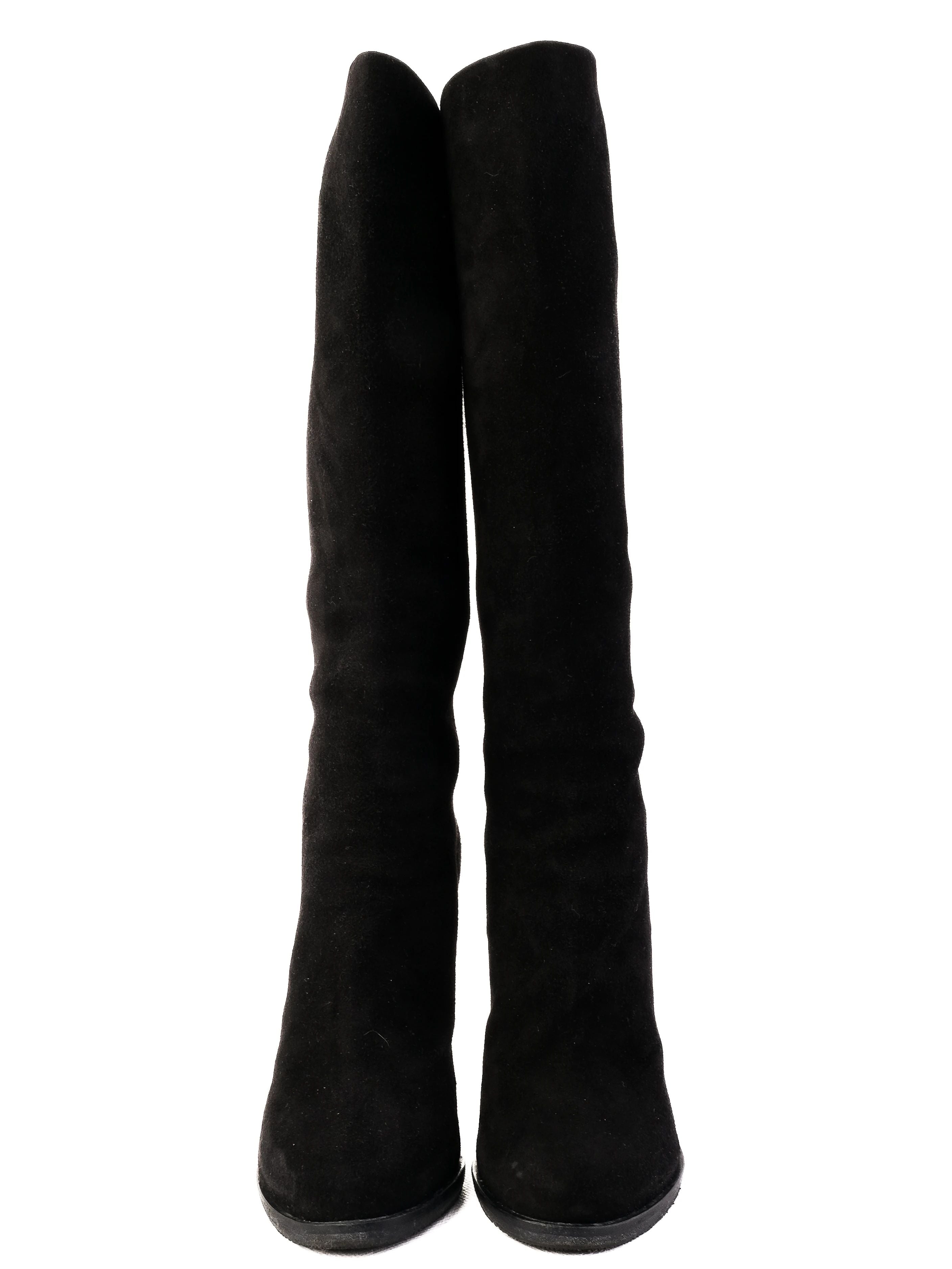 Excellent Givenchy Black Leather High-Heeled Boots Size 35