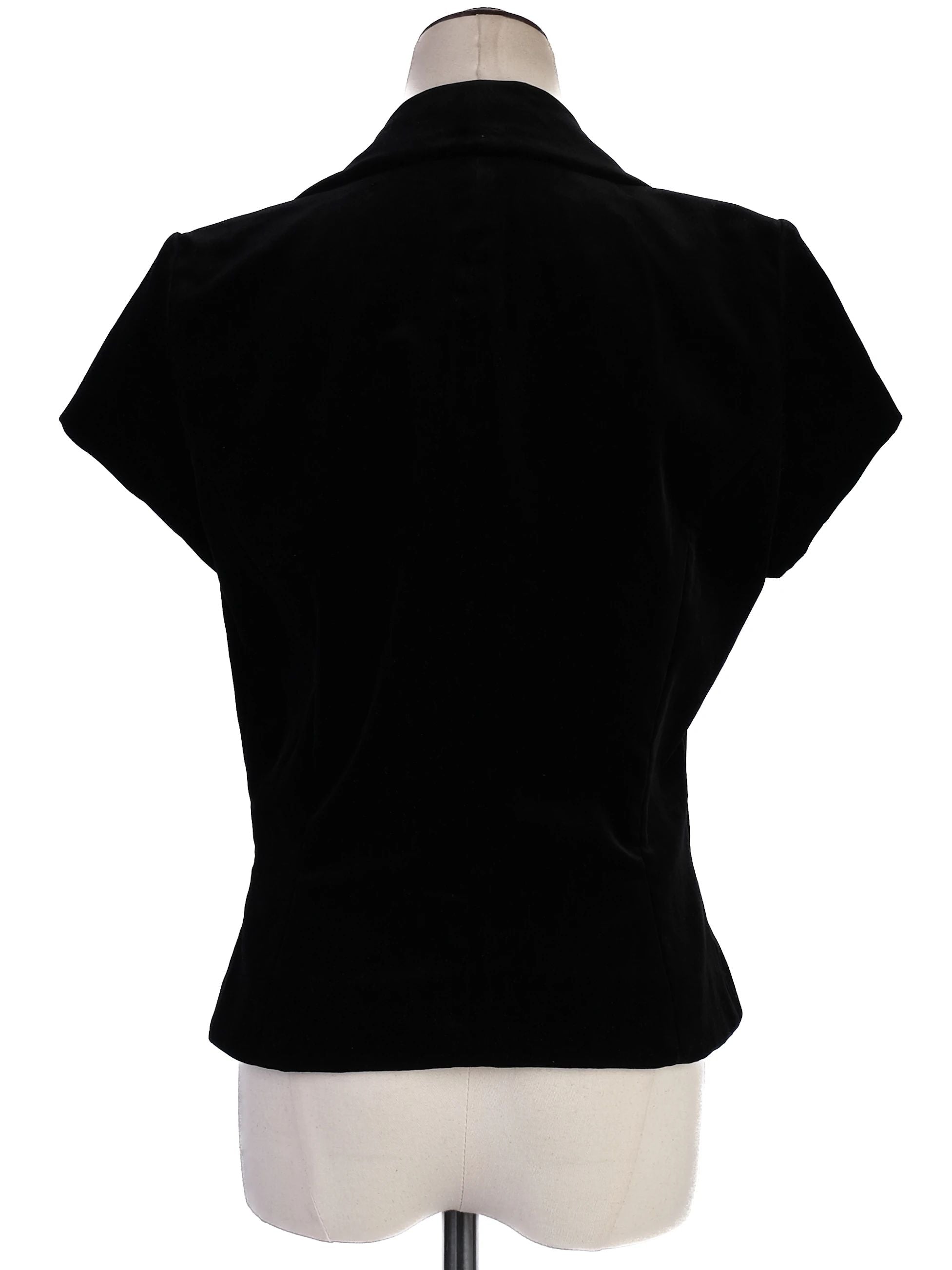 Excellent Escada Black Viscose Jacket Size S with Plaid Bow Detail
